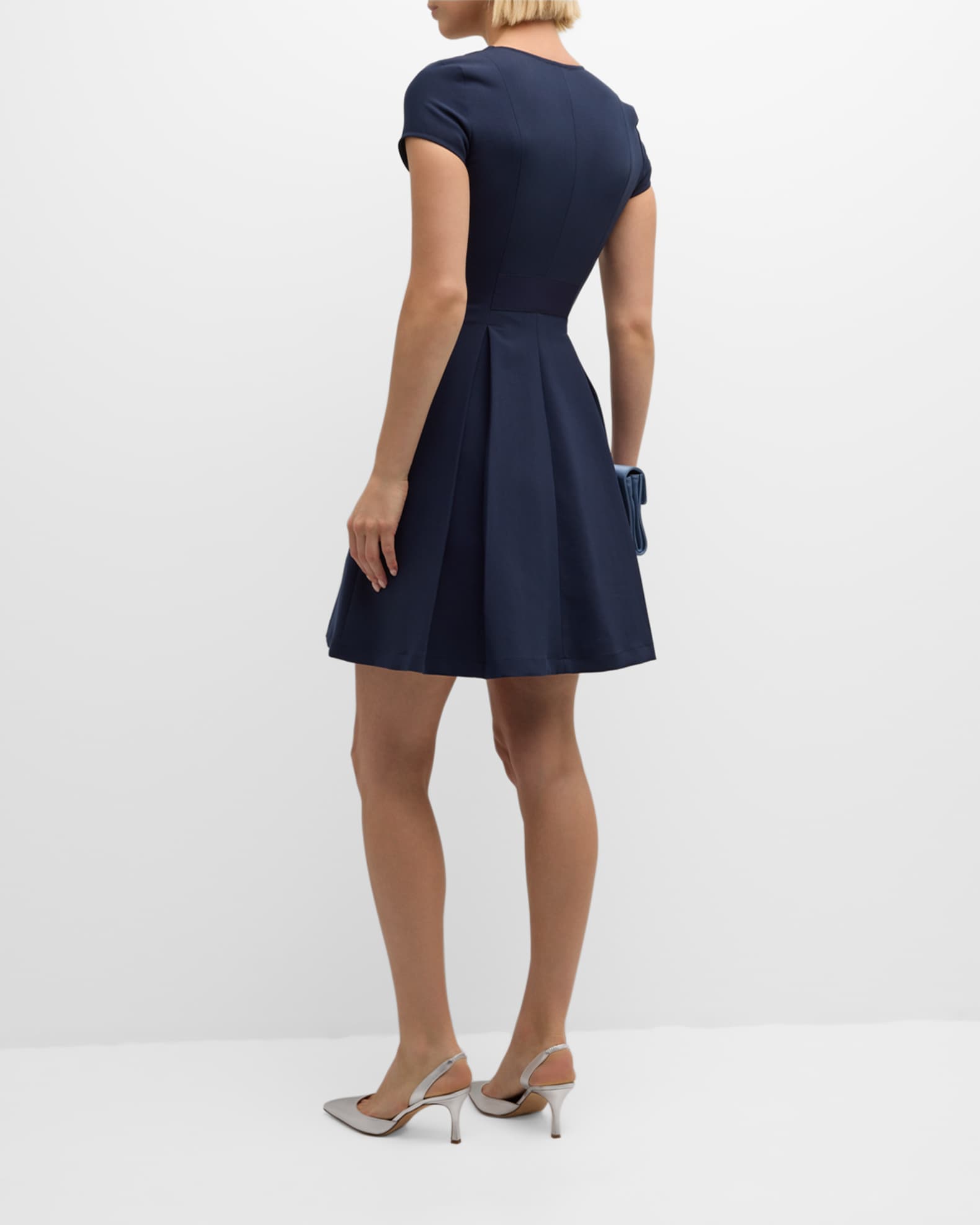 Emporio Armani Emma Pleated V-Neck Mini Dress | Neiman Marcus