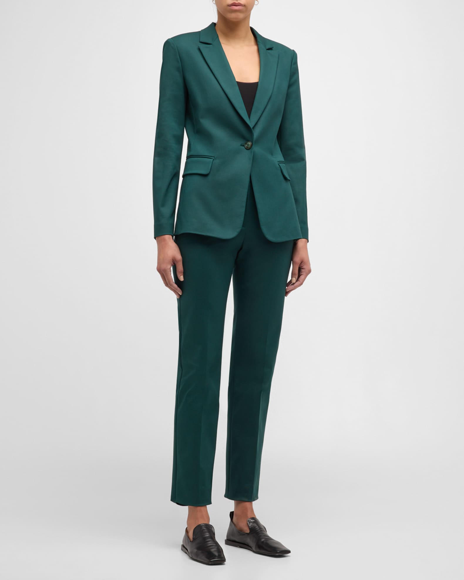 Emporio Armani Women s Cotton Blend Couture One Button Blazer Green Formal Jackets