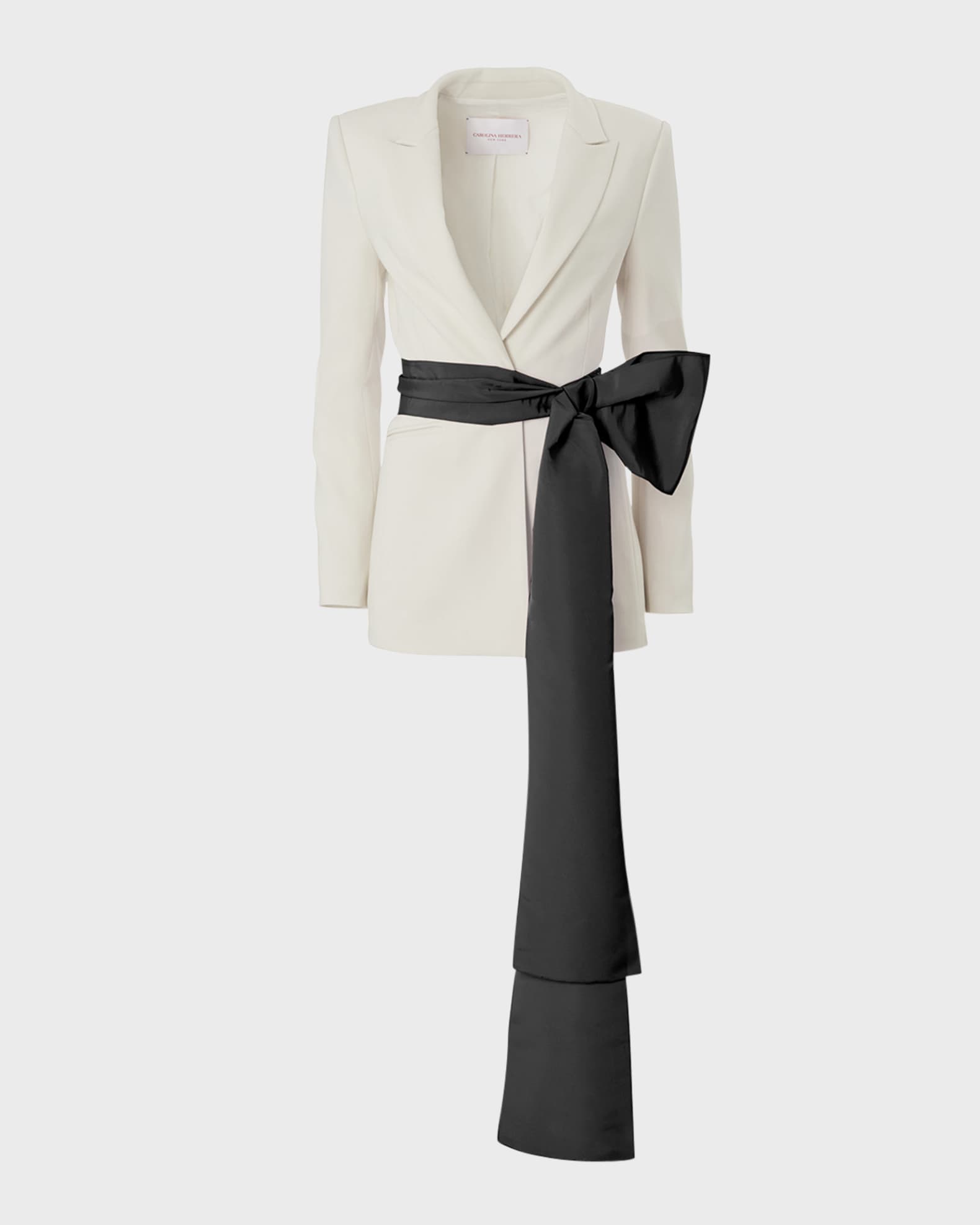 Carolina Herrera Tailored Blazer Jacket with Removable Faille Sash