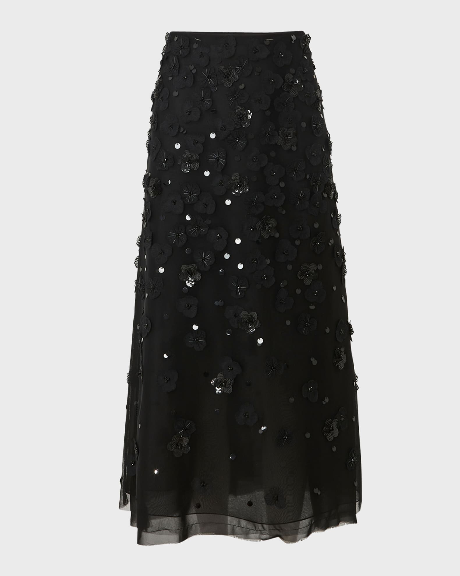 Carolina Herrera Embellished Midi Skirt with Floral Applique Details