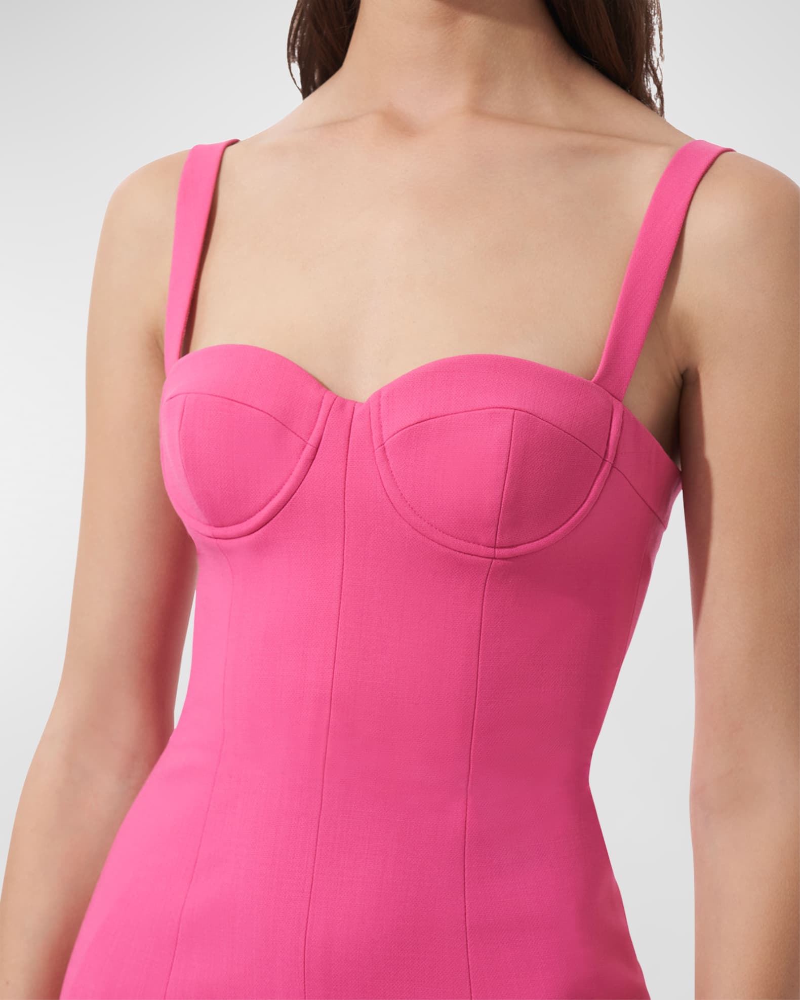 Carolina Herrera Thin-Strap Crepe Bustier Midi Dress | Neiman Marcus
