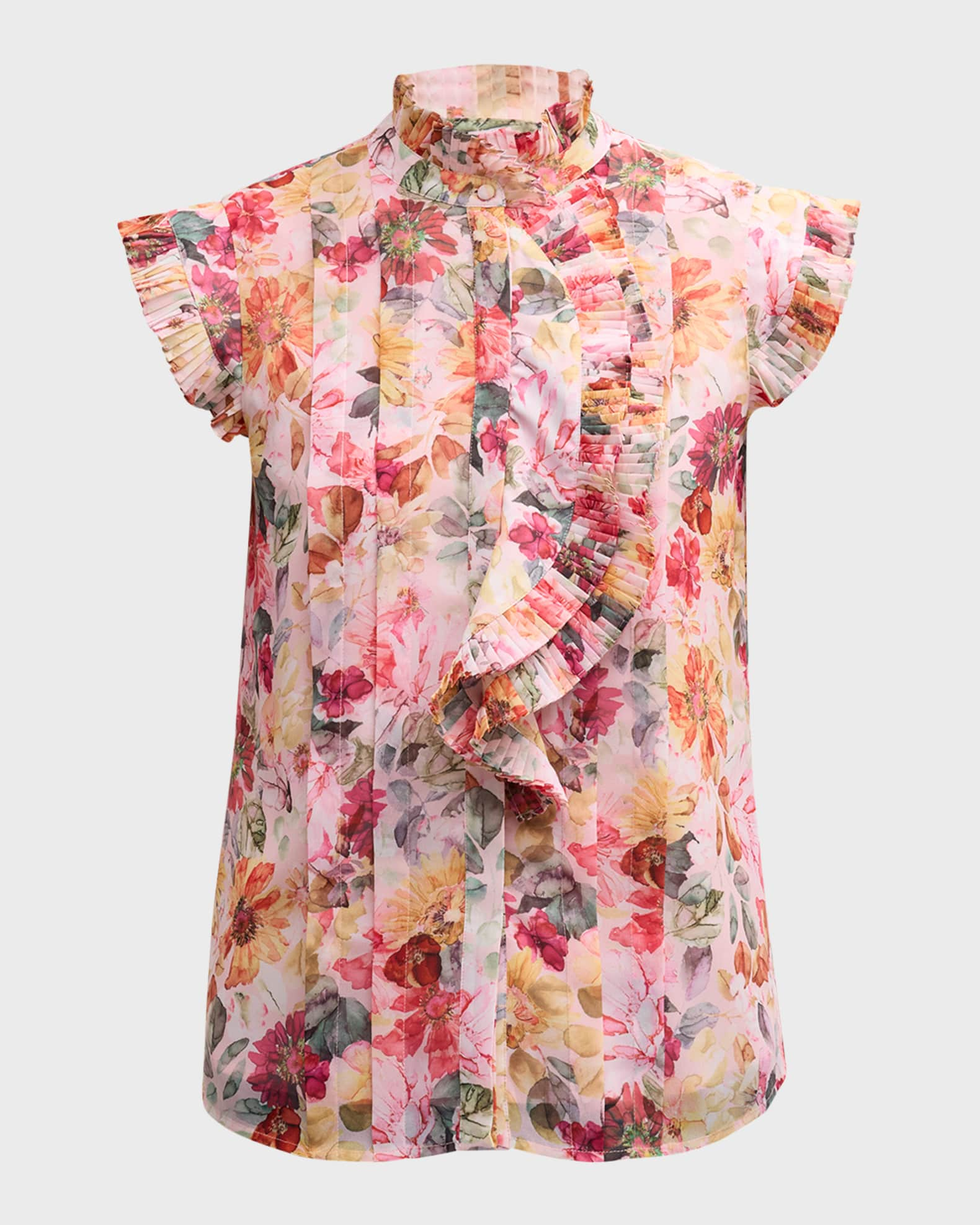 graphic print ruffled top