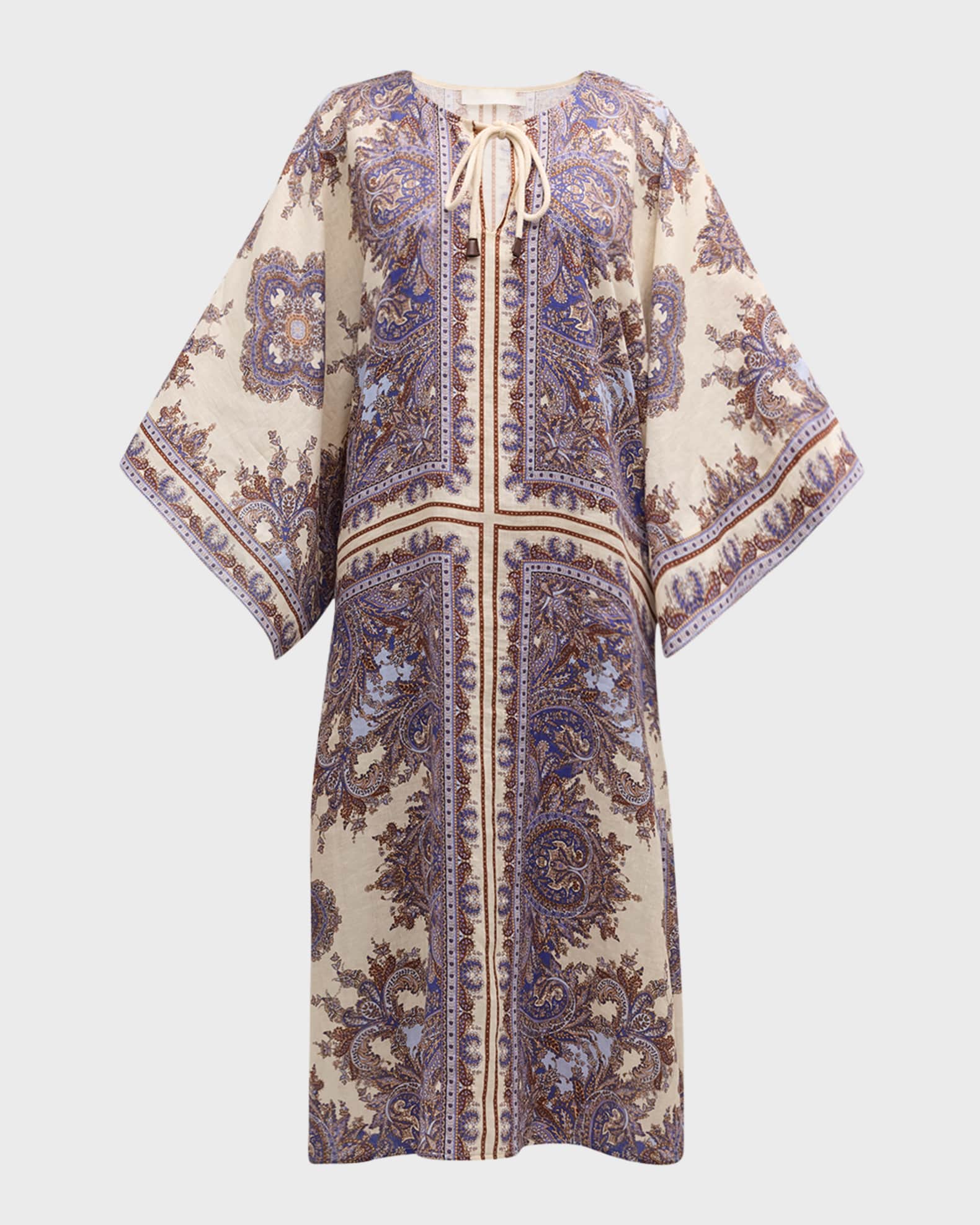 Zimmermann Ottie Paisley Kaftan Midi Dress