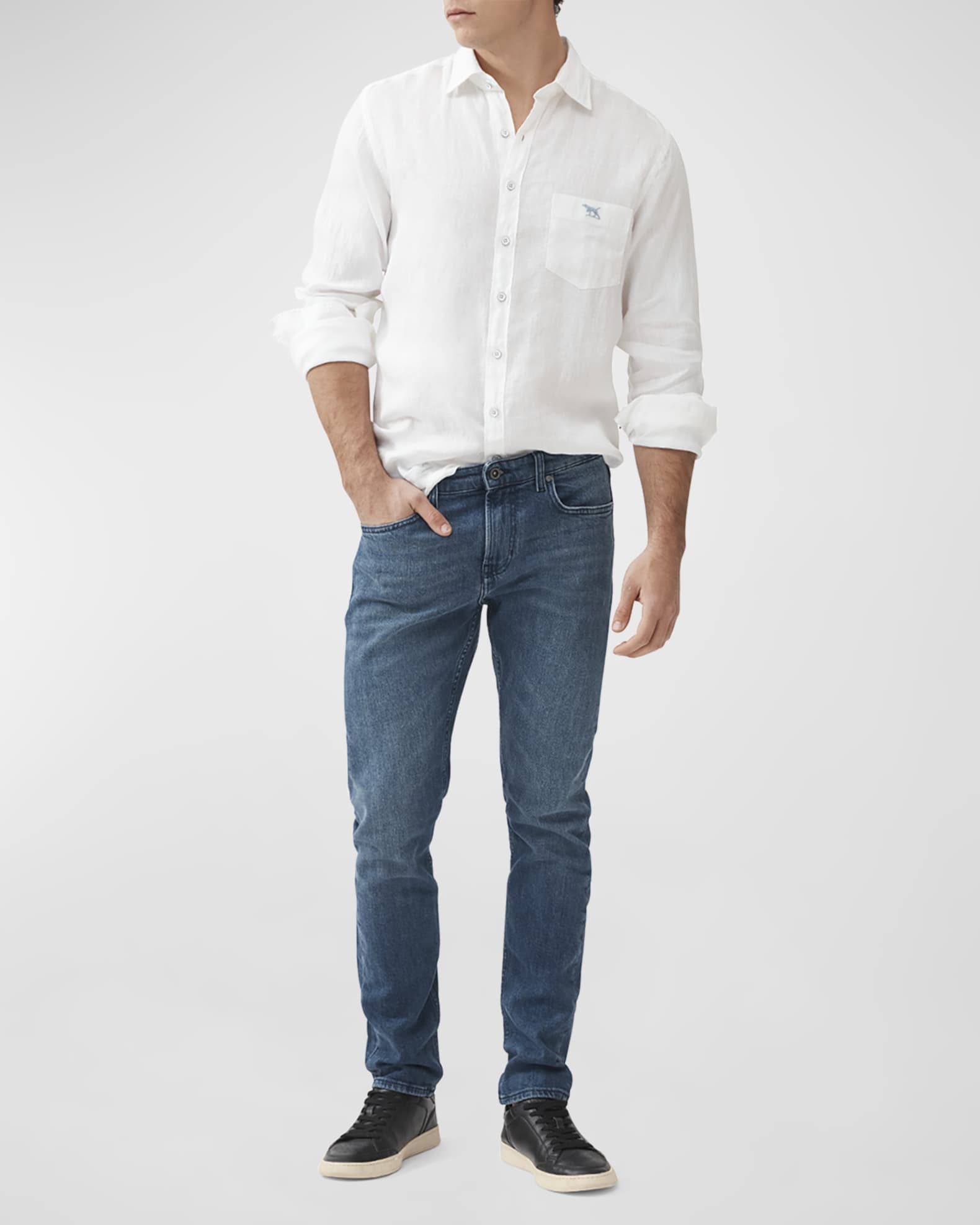 Men's Oaro Medium Wash Slim-Fit Jeans 1