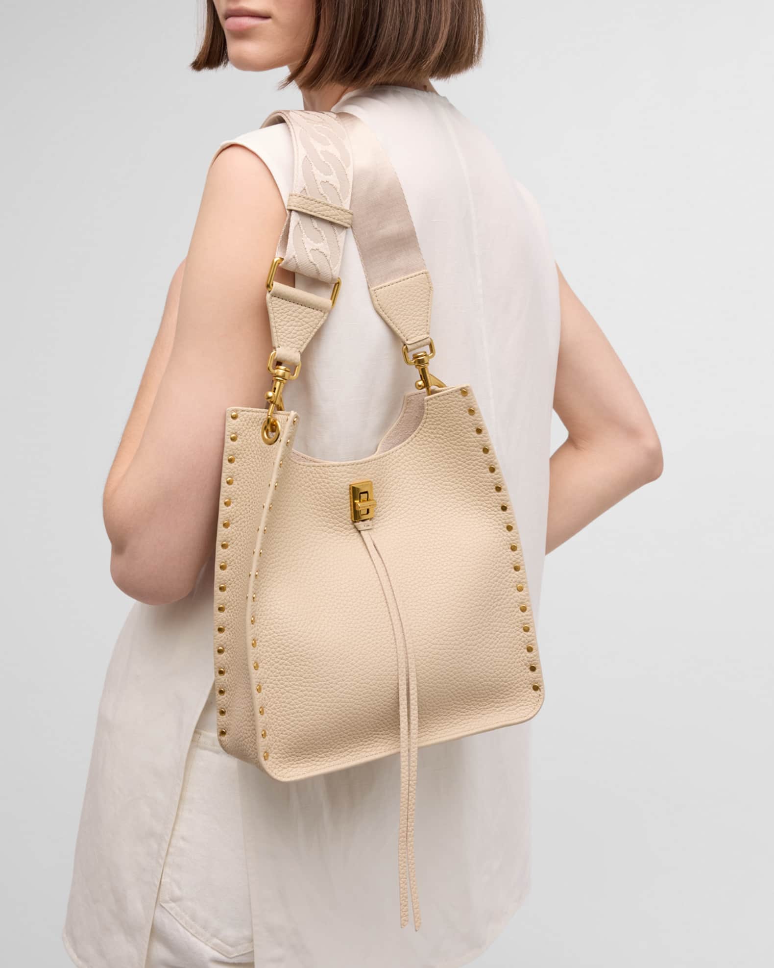 Rebecca Minkoff Darren Feed Medium Studded Leather Shoulder Bag