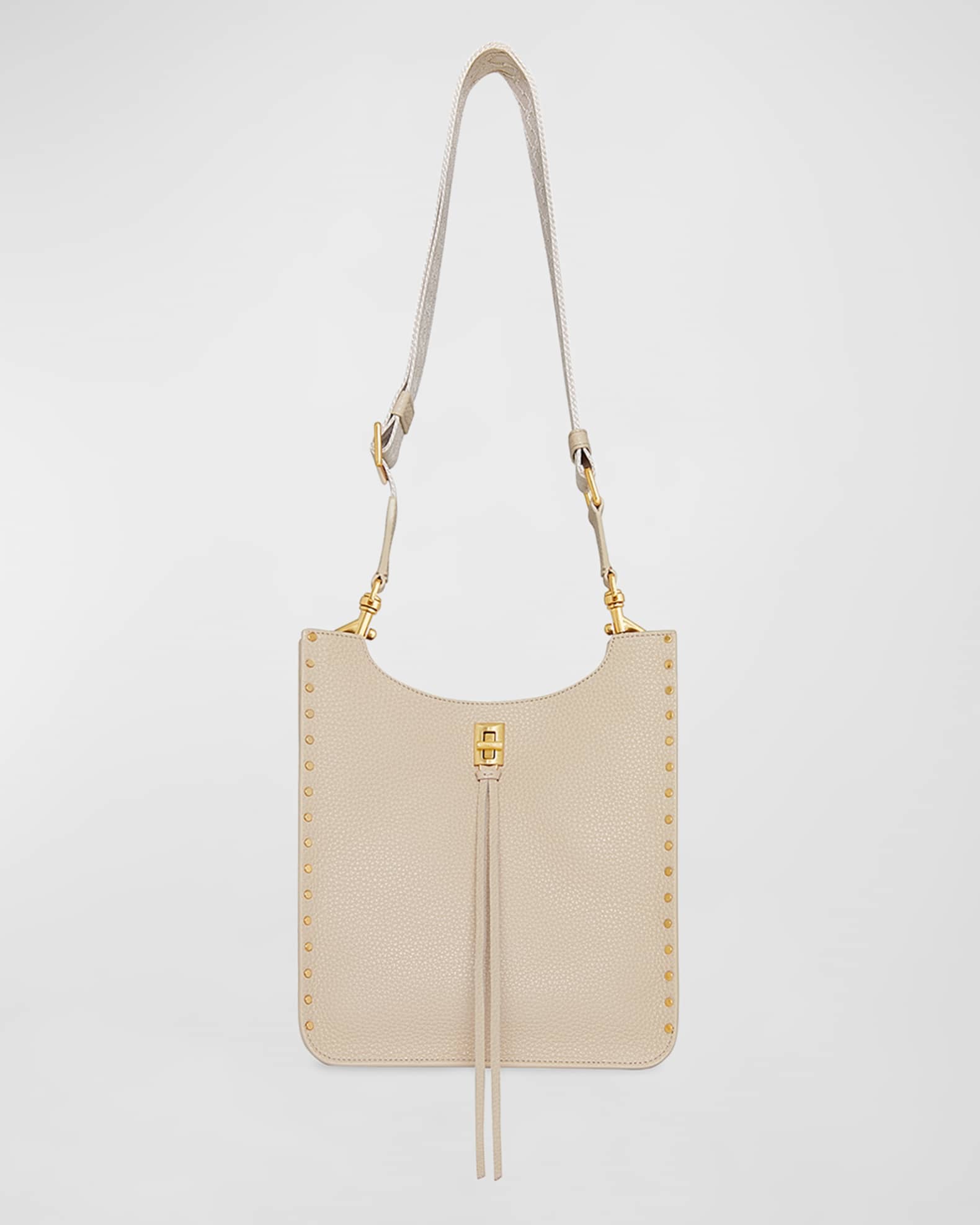 Darren Feed Medium Studded Leather Shoulder Bag 0