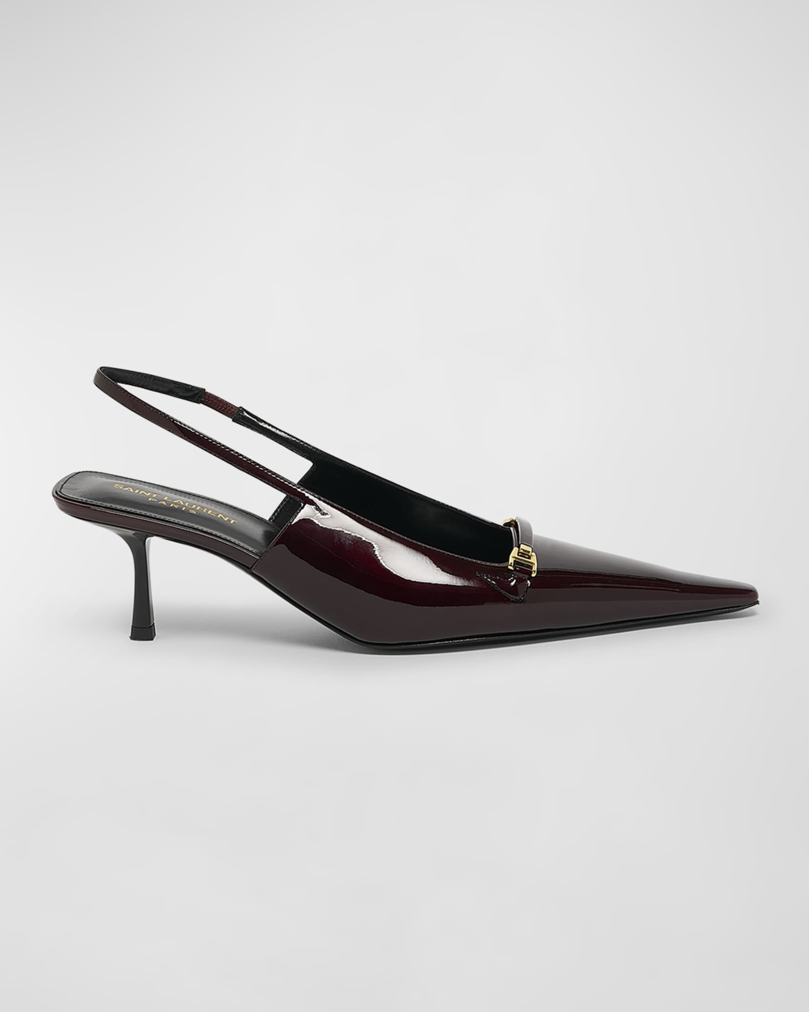 Saint Laurent Hermione Leather Kitten Slingback Pumps