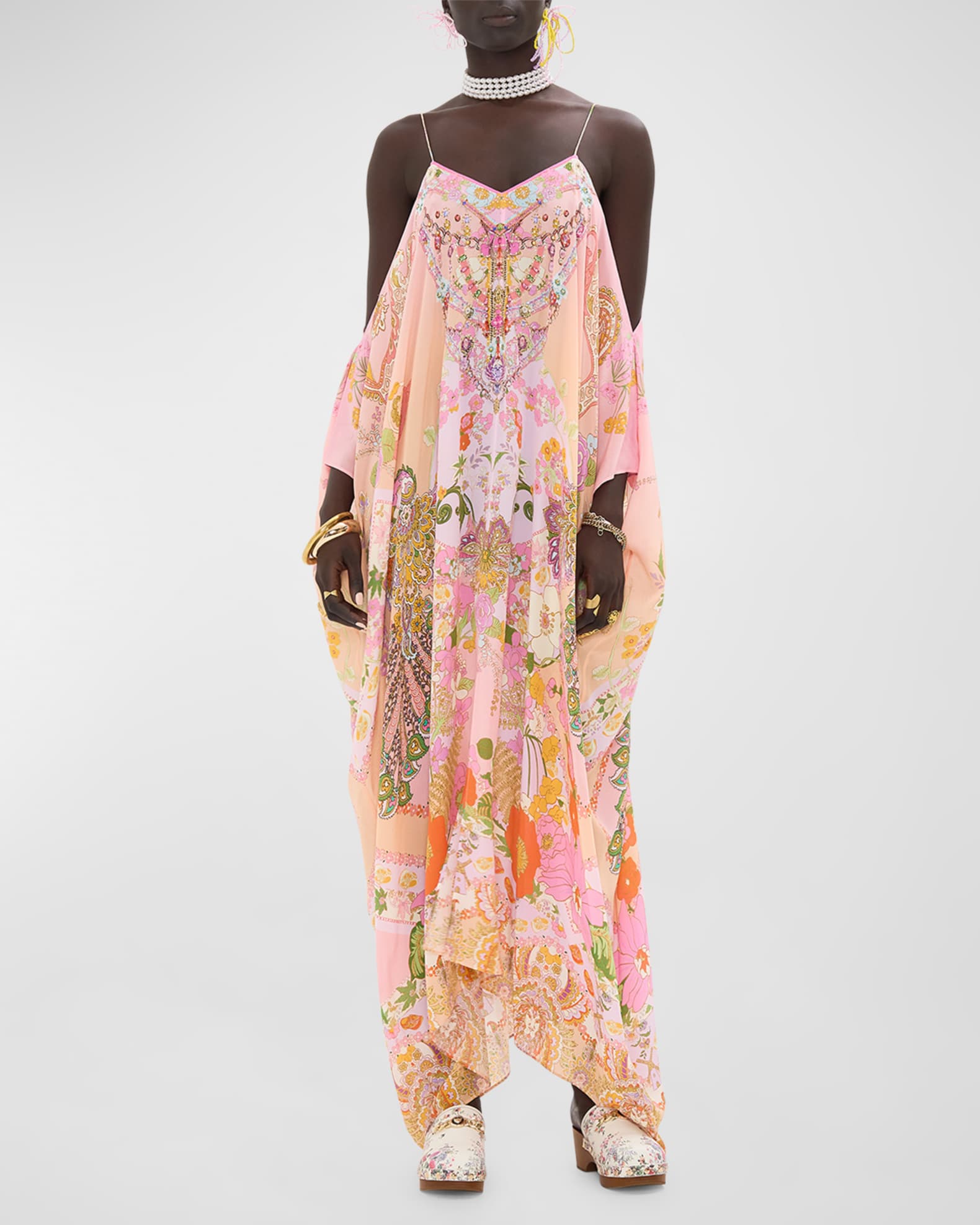 Camilla Clever Clogs Crystal Shoestring Strap Kaftan | Neiman Marcus