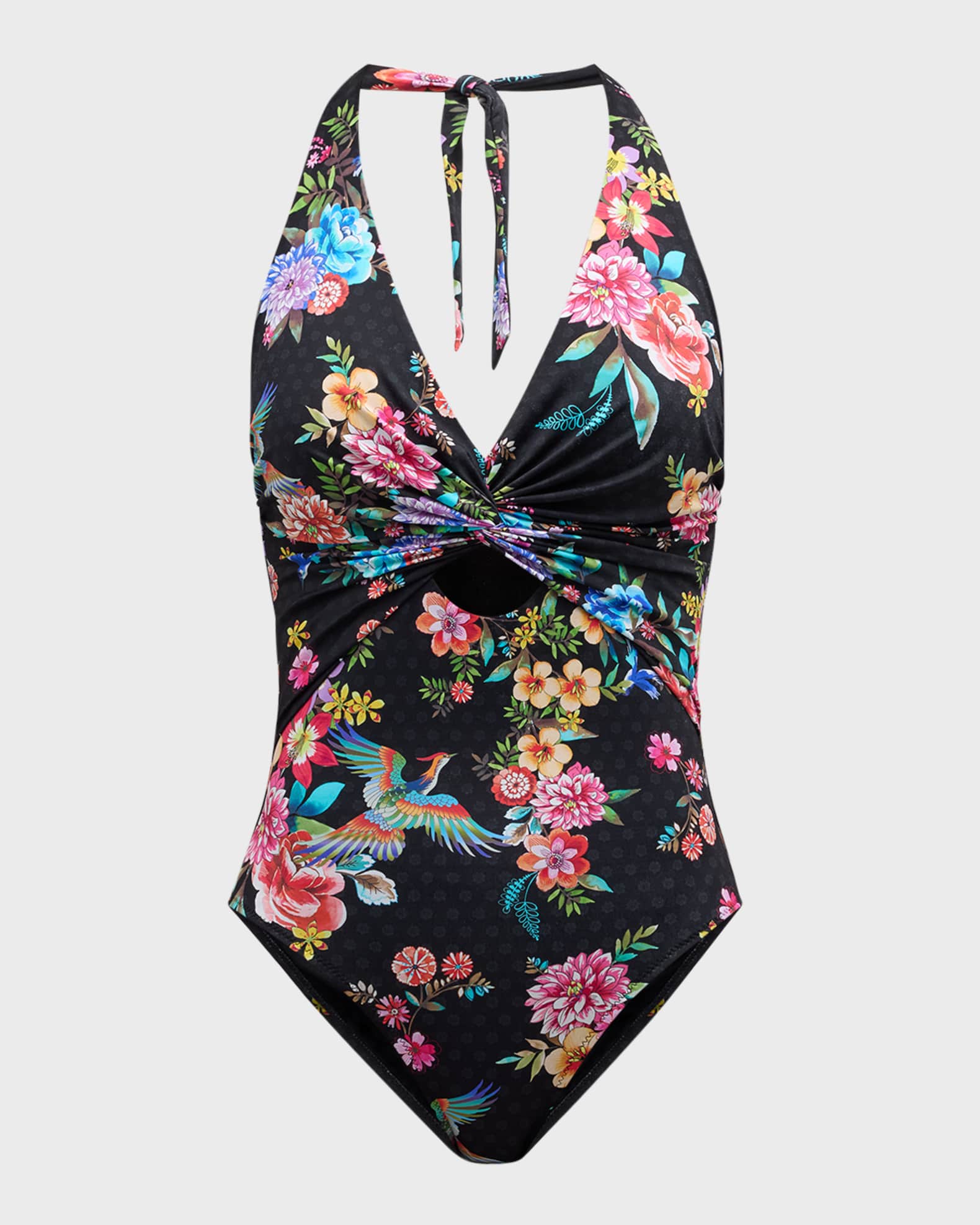 Johnny Was Metalli Notte Keyhole One-Piece Swimsuit