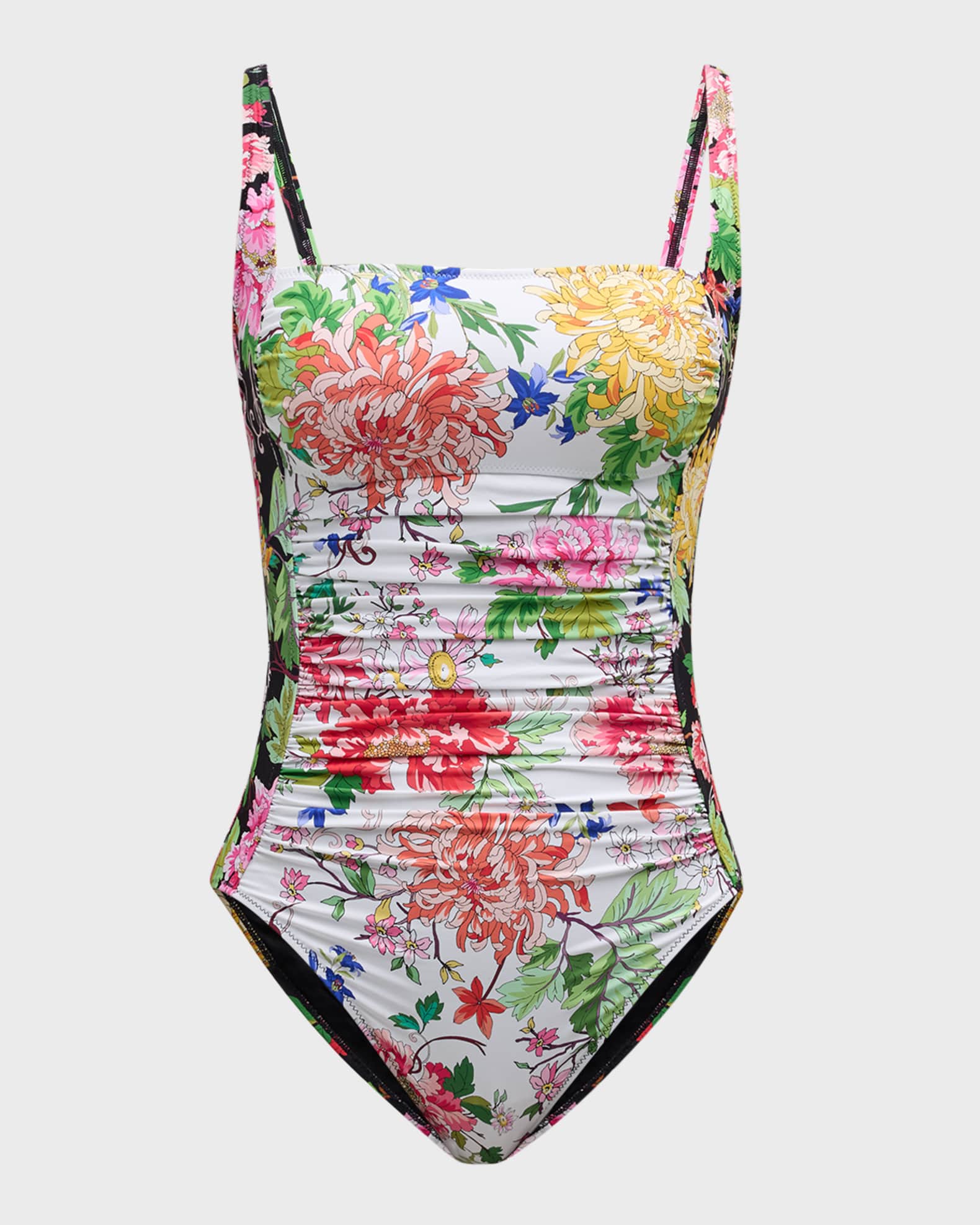 Johnny Was Metalli Mix Ruched One-Piece Swimsuit