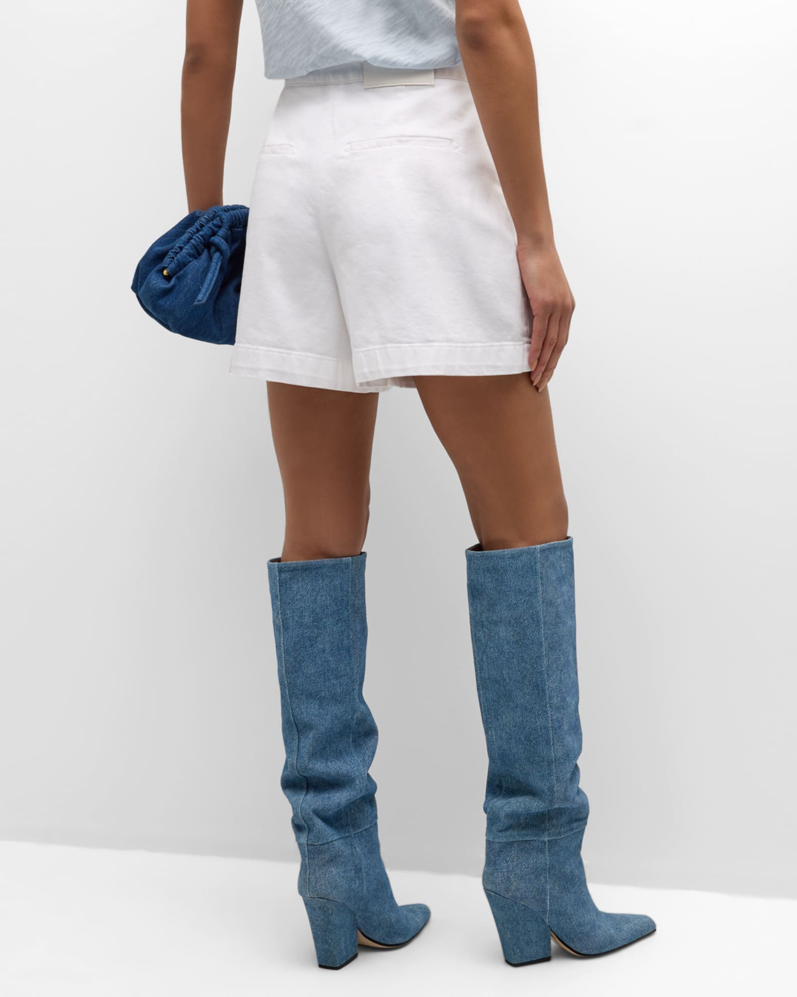 Sailboat Embroidered Denim Shorts