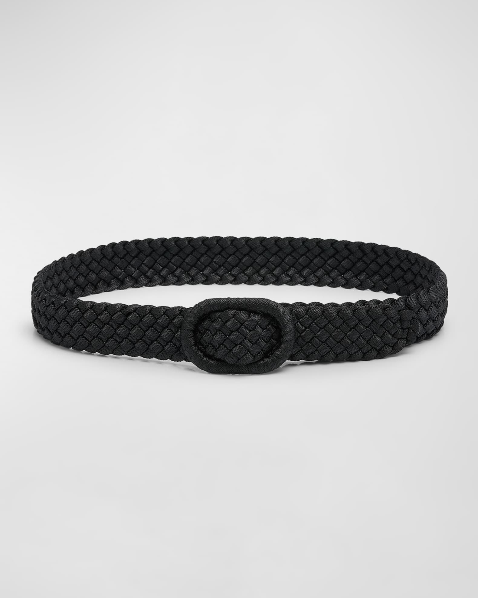 Toteme Narrow Braided Nylon & Leather Belt