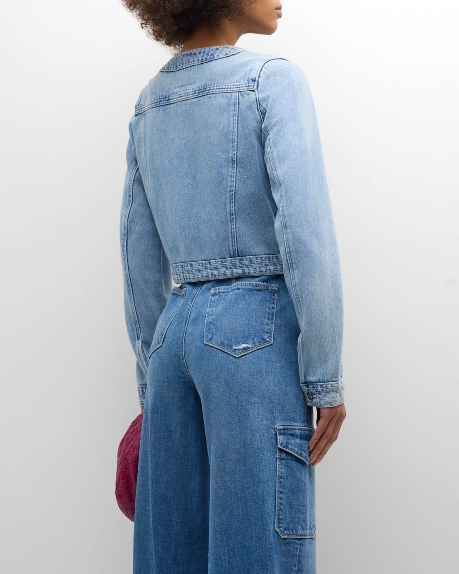 PAIGE Kiya Collarless Denim Jacket | Neiman Marcus