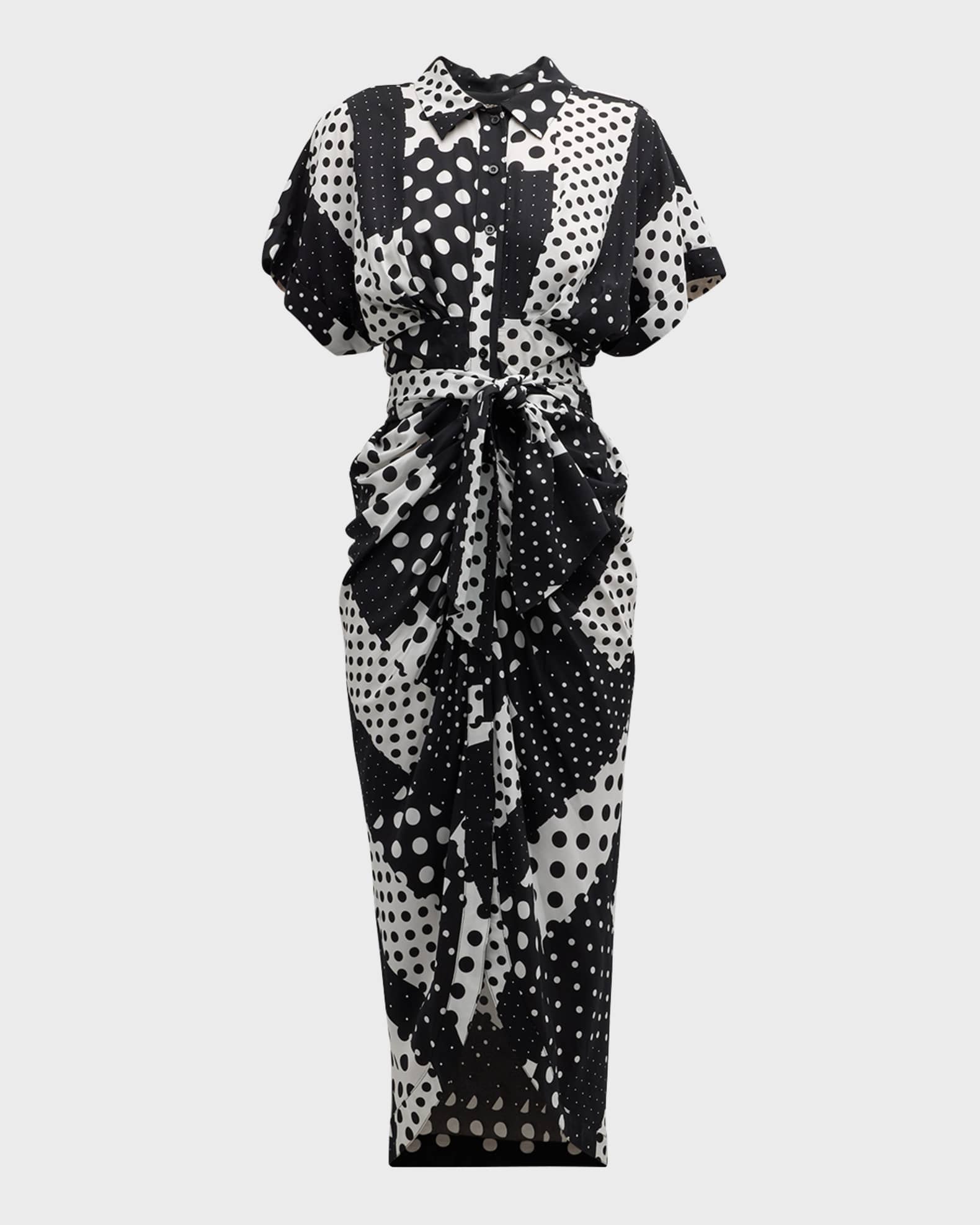 Le Superbe Miko Draped Short-Sleeve Shirtdress