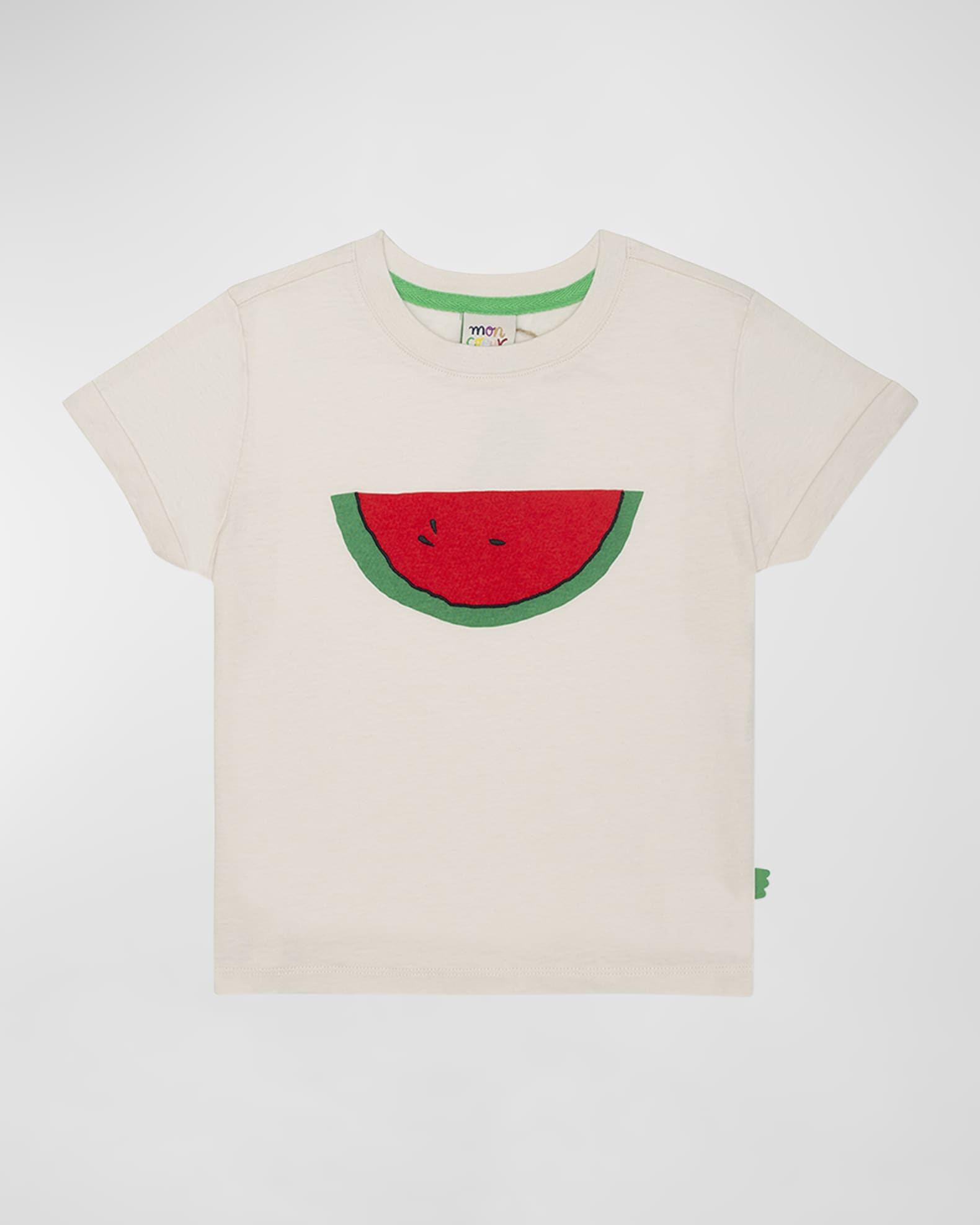 Girl's Watermelon Slice Short-Sleeve Organic Cotton Shirt, Size 2-8 0