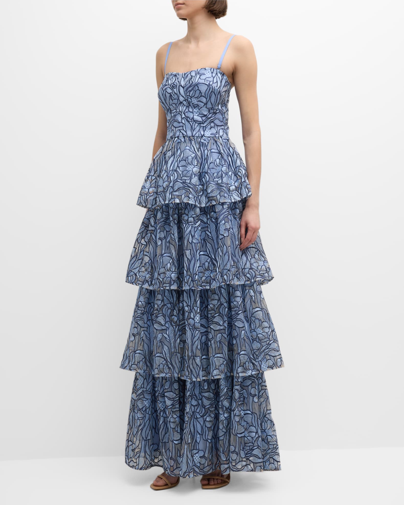 Dress the Population Black Label Aubriella Ruffle Tiered Floral ...