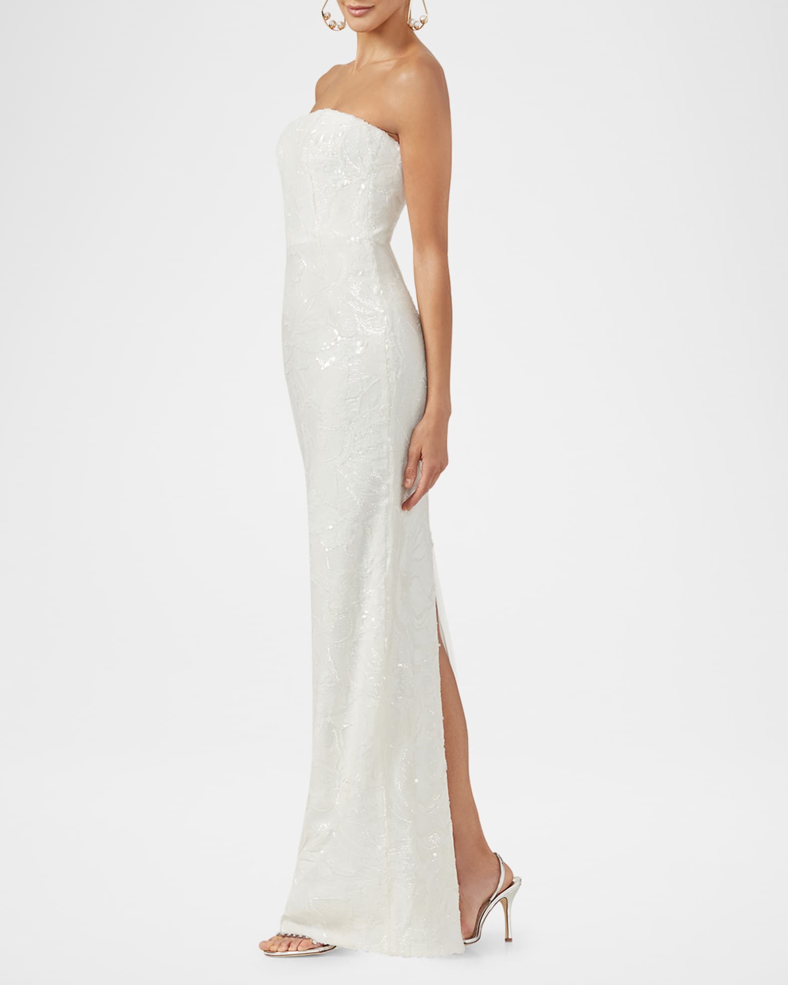 Serena Strapless Floral Sequin Column Gown 1