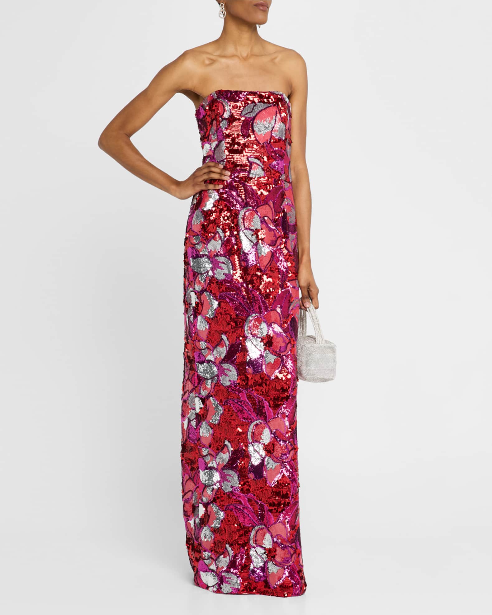 Serena Strapless Floral Sequin Column Gown 1