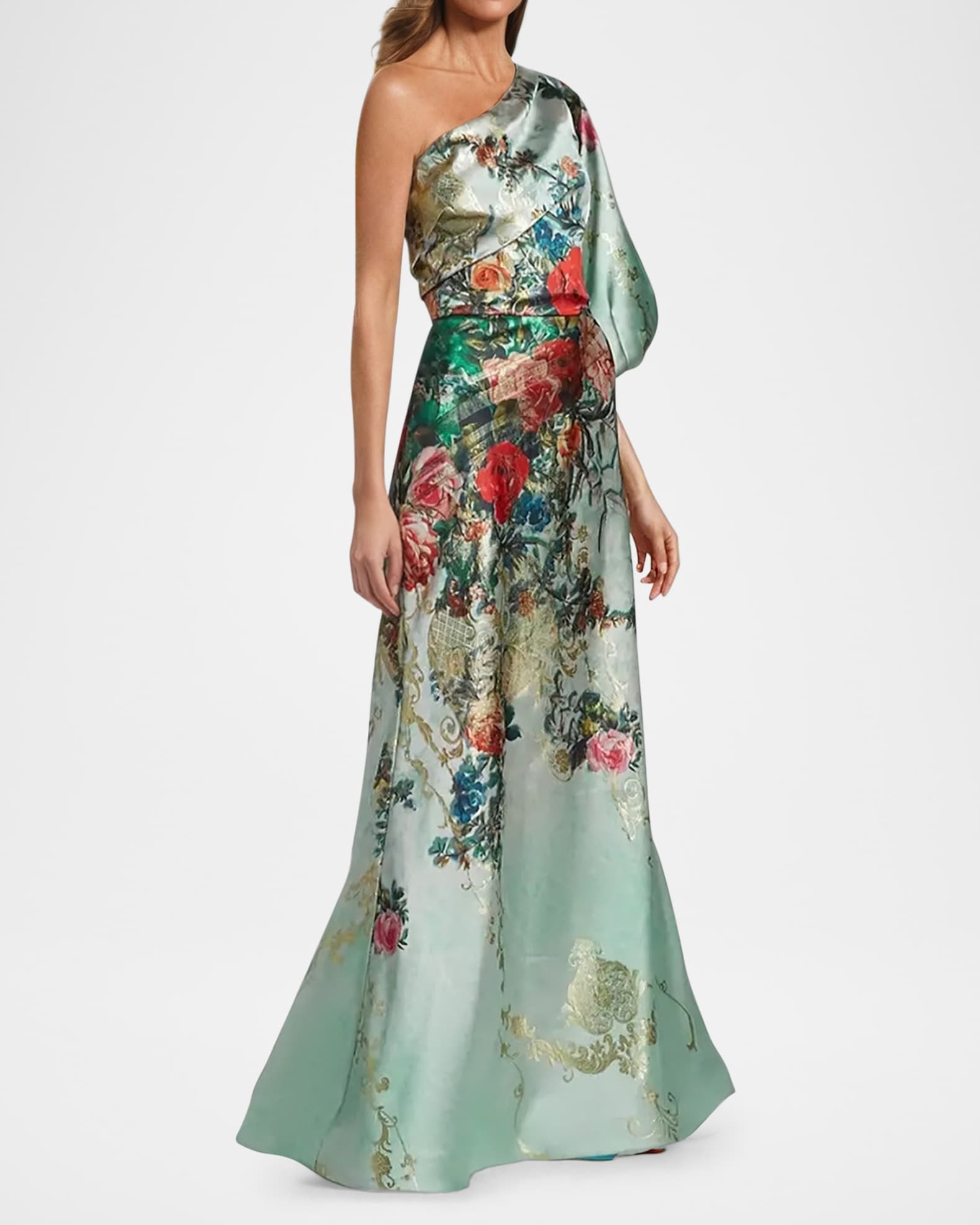 Rene Ruiz Collection OneShoulder Floral Jacquard Trumpet Gown Neiman — free download