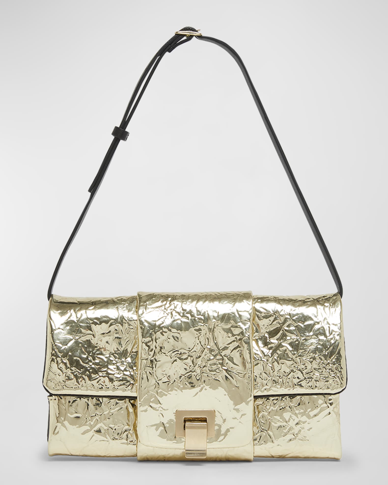 Proenza Schouler Crinkled Metallic Flap Shoulder Bag