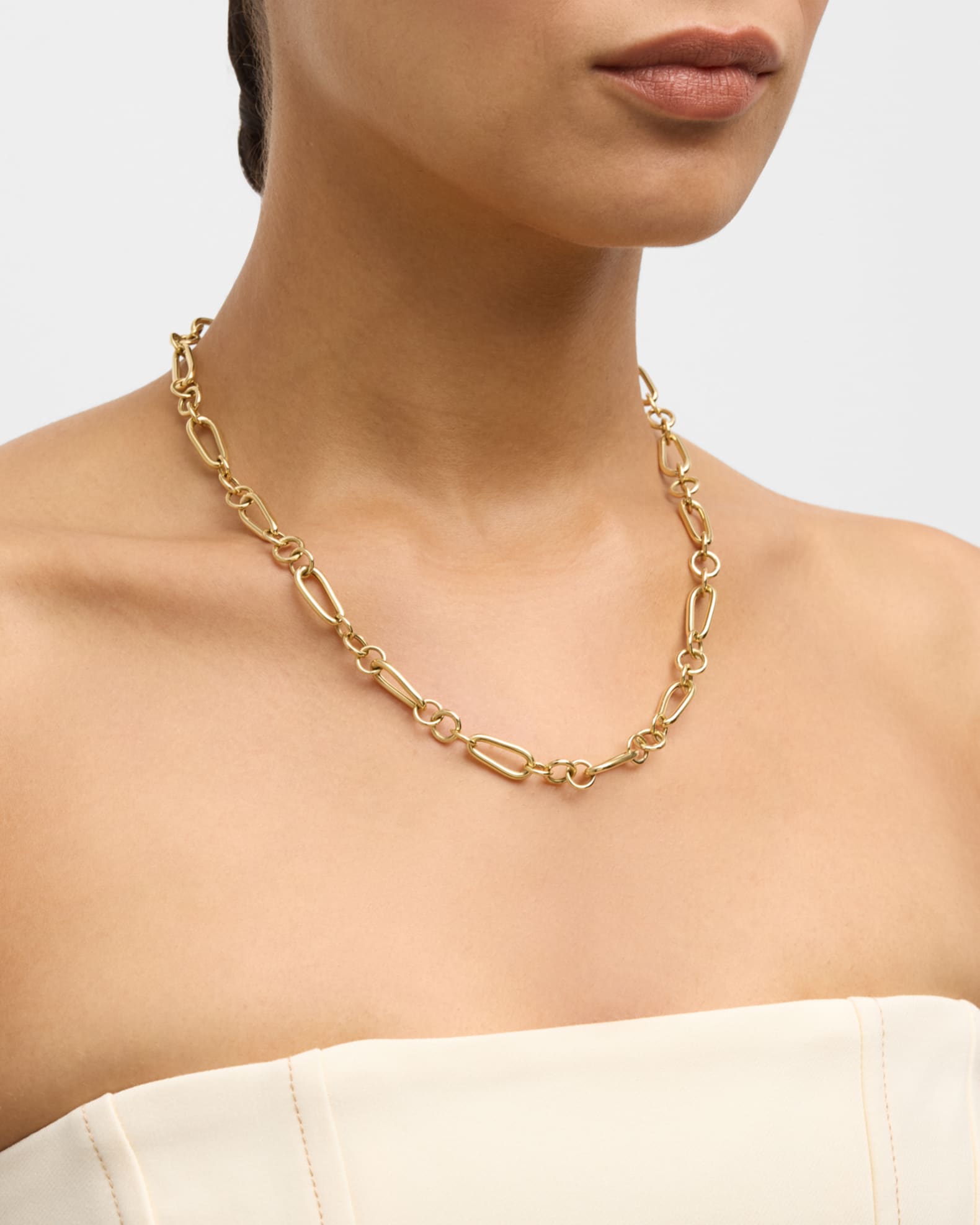 18K Classico Mixed-Shape Links Tubing Necklace 1