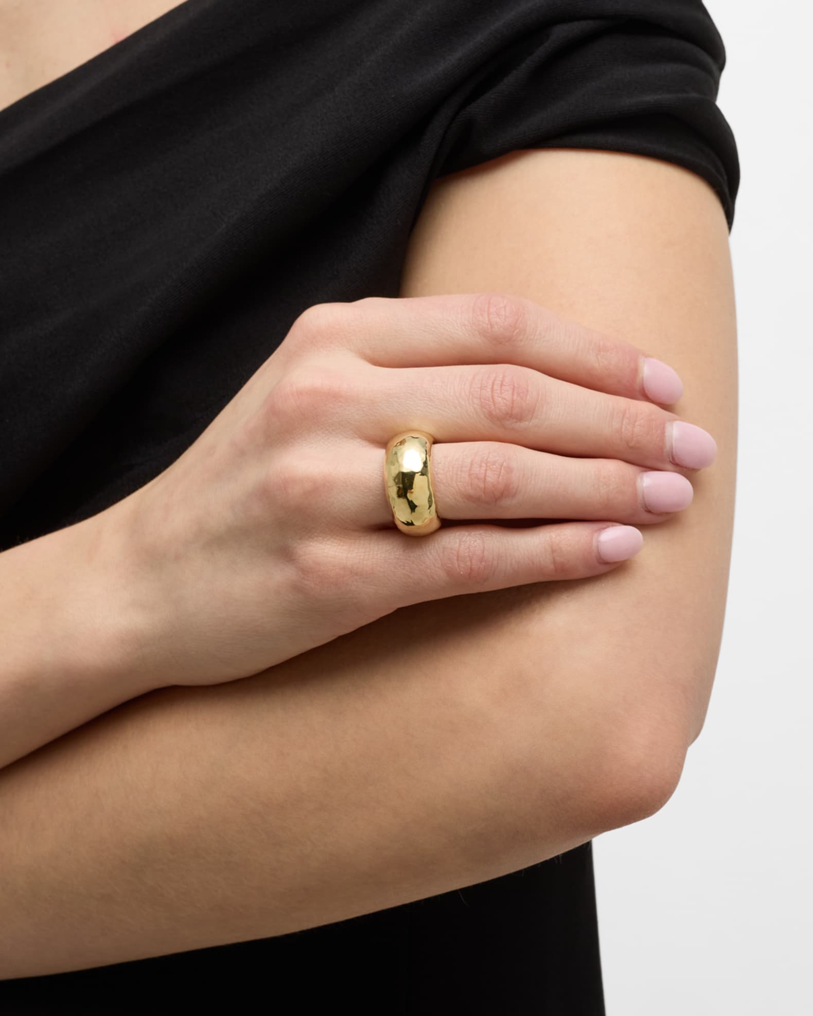 18k Yellow Gold Wide Band Ring, Size 7 1