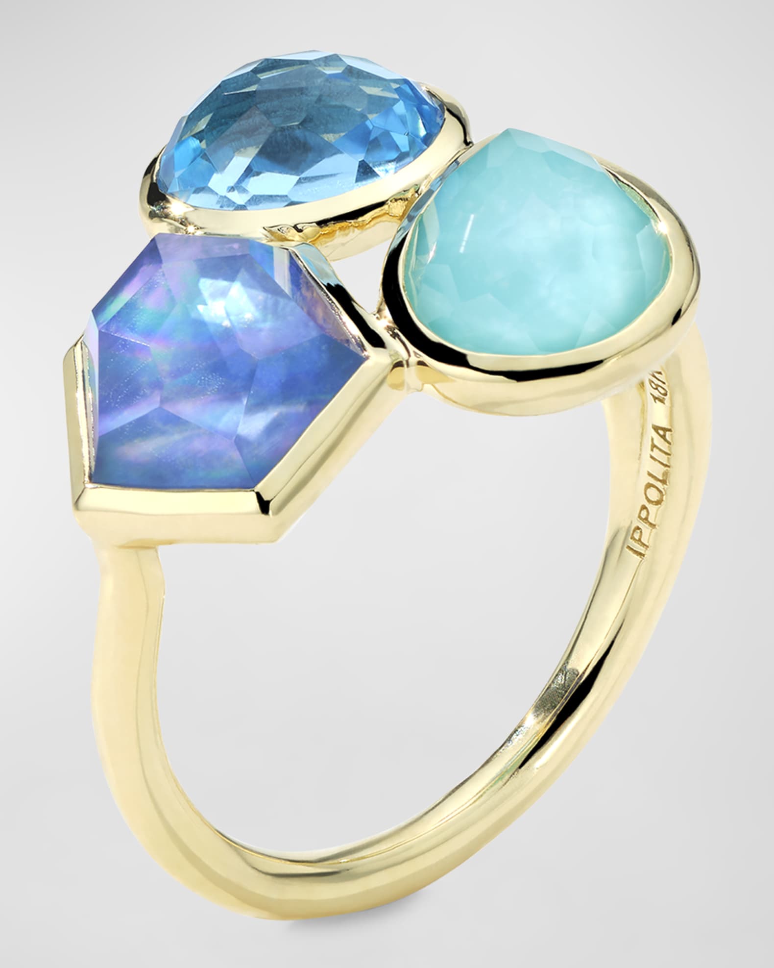 18K Rock Candy Small 3-Stone Cluster Ring in Waterfall, Size 7 1
