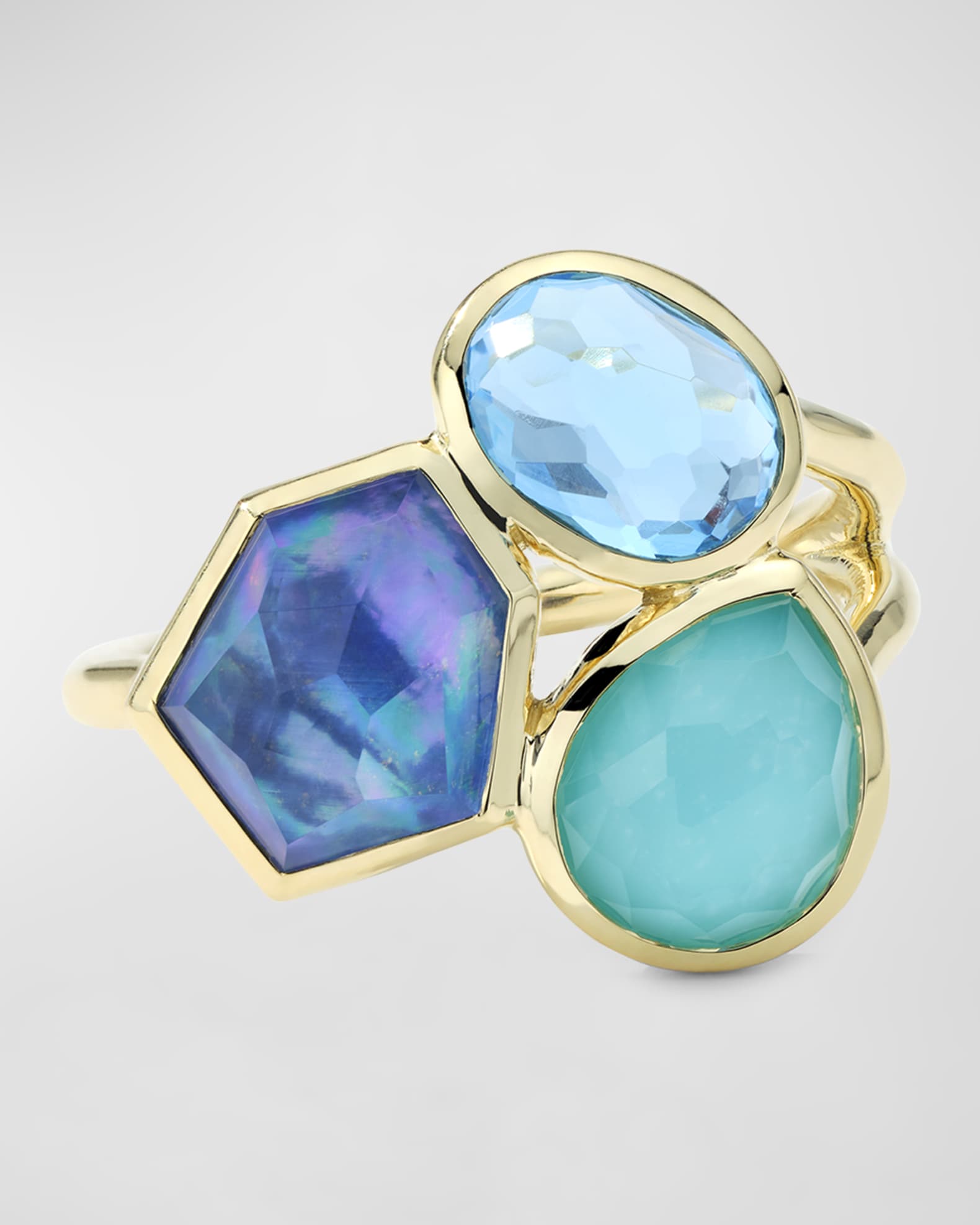 18K Rock Candy Small 3-Stone Cluster Ring in Waterfall, Size 7 0