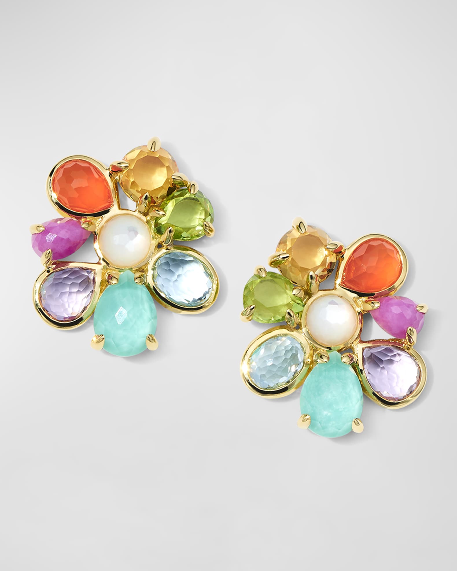 18K Rock Candy Small 8-Stone Cluster Earrings in Summer Rainbow 2 0