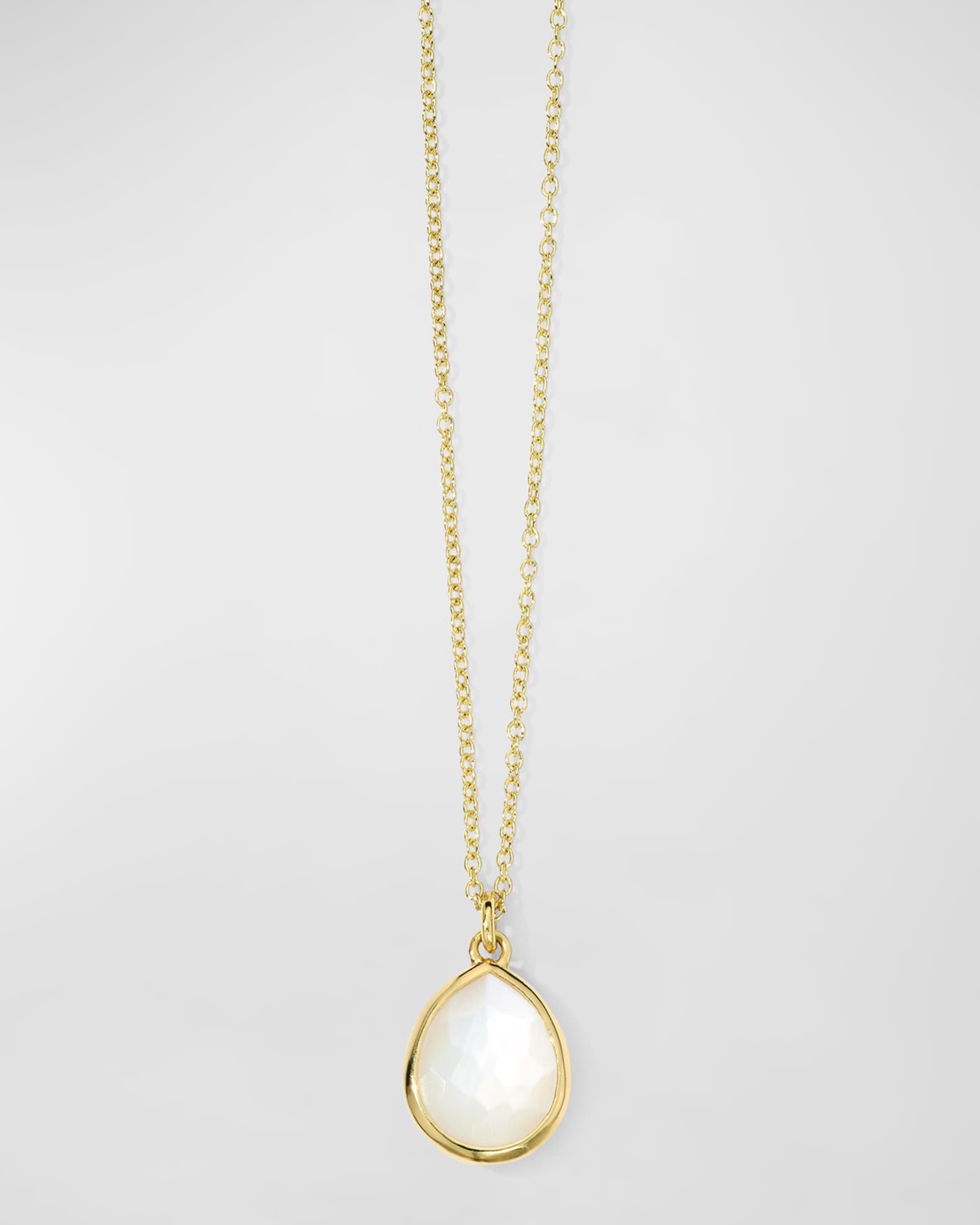 18K Gold Rock Candy Mini Teardrop Pendant Necklace in Mother-of-Pearl Doublet, 16-18"L 0