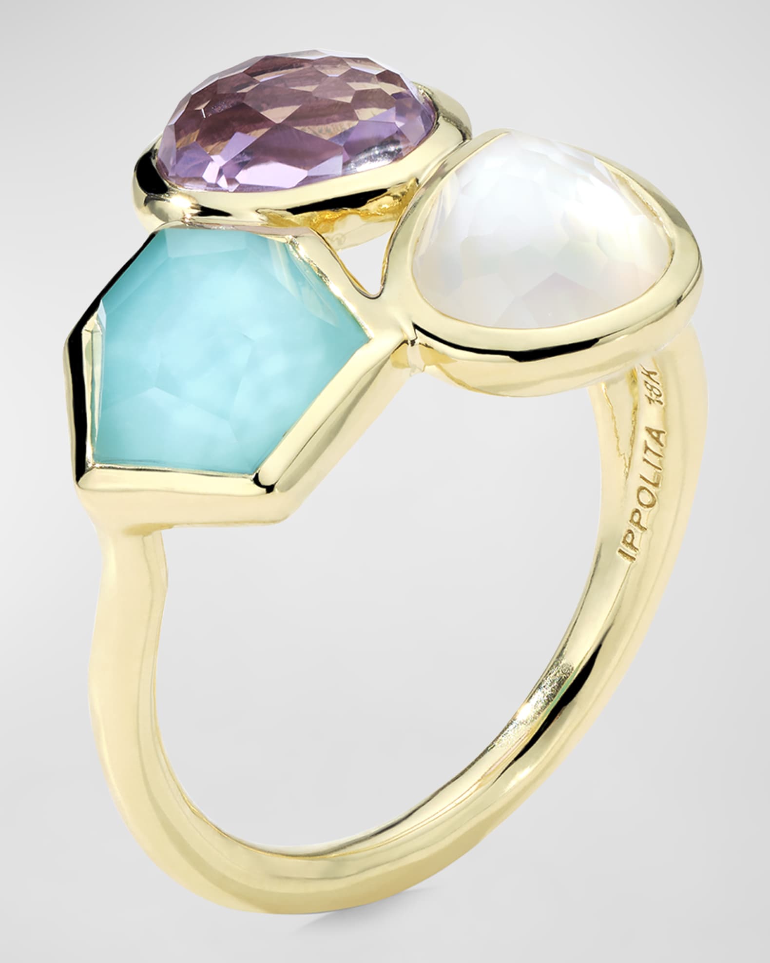 18K Rock Candy Small 3-Stone Cluster Ring in Summer Rainbow 2, Size 6.5 1