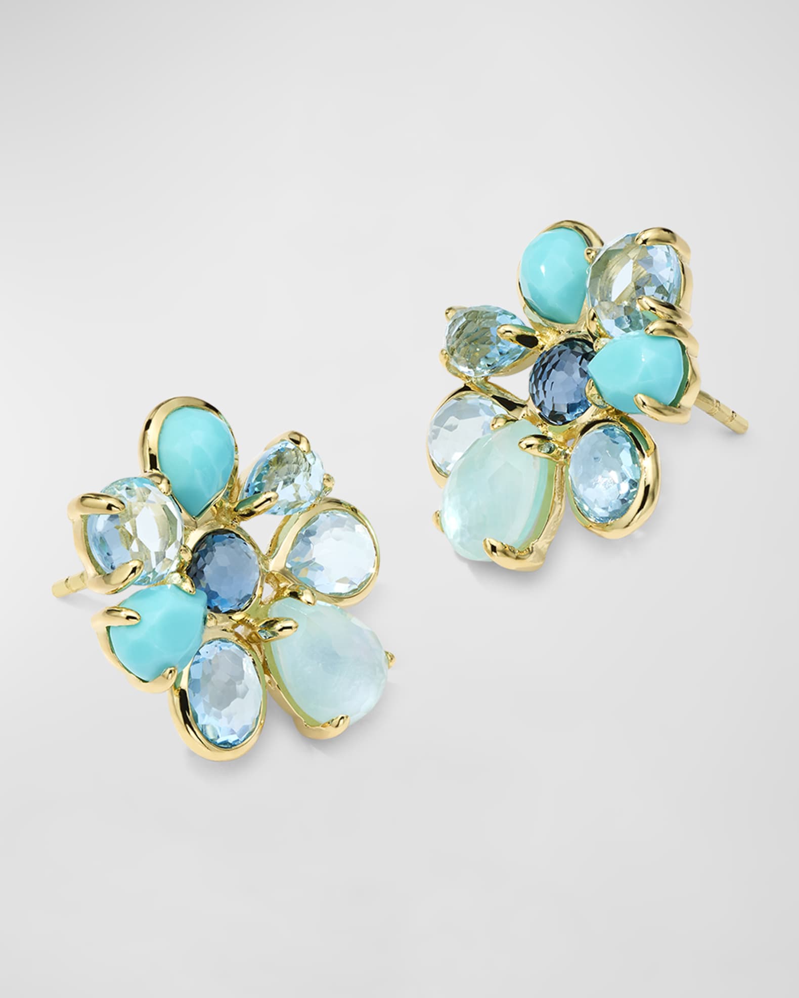 18K Rock Candy Small 8-Stone Cluster Earrings in Waterfall 1