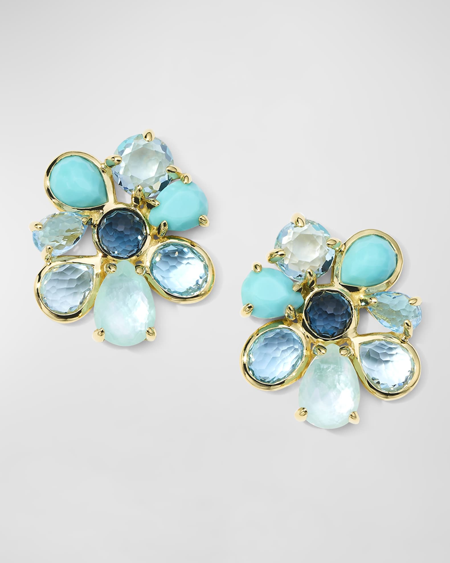 18K Rock Candy Small 8-Stone Cluster Earrings in Waterfall 0