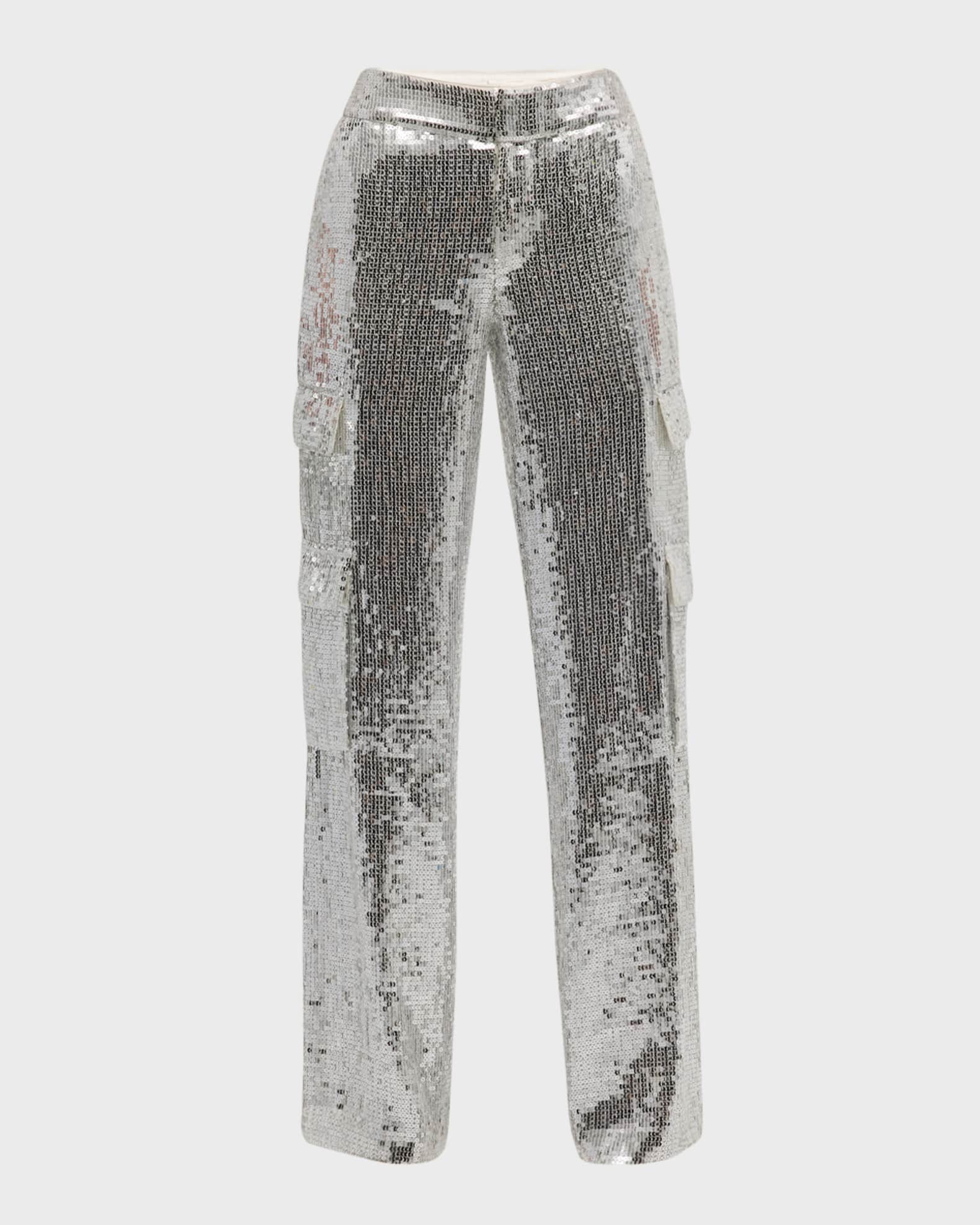Alice + Olivia Hayes Sequined Wide-Leg Cargo Pants