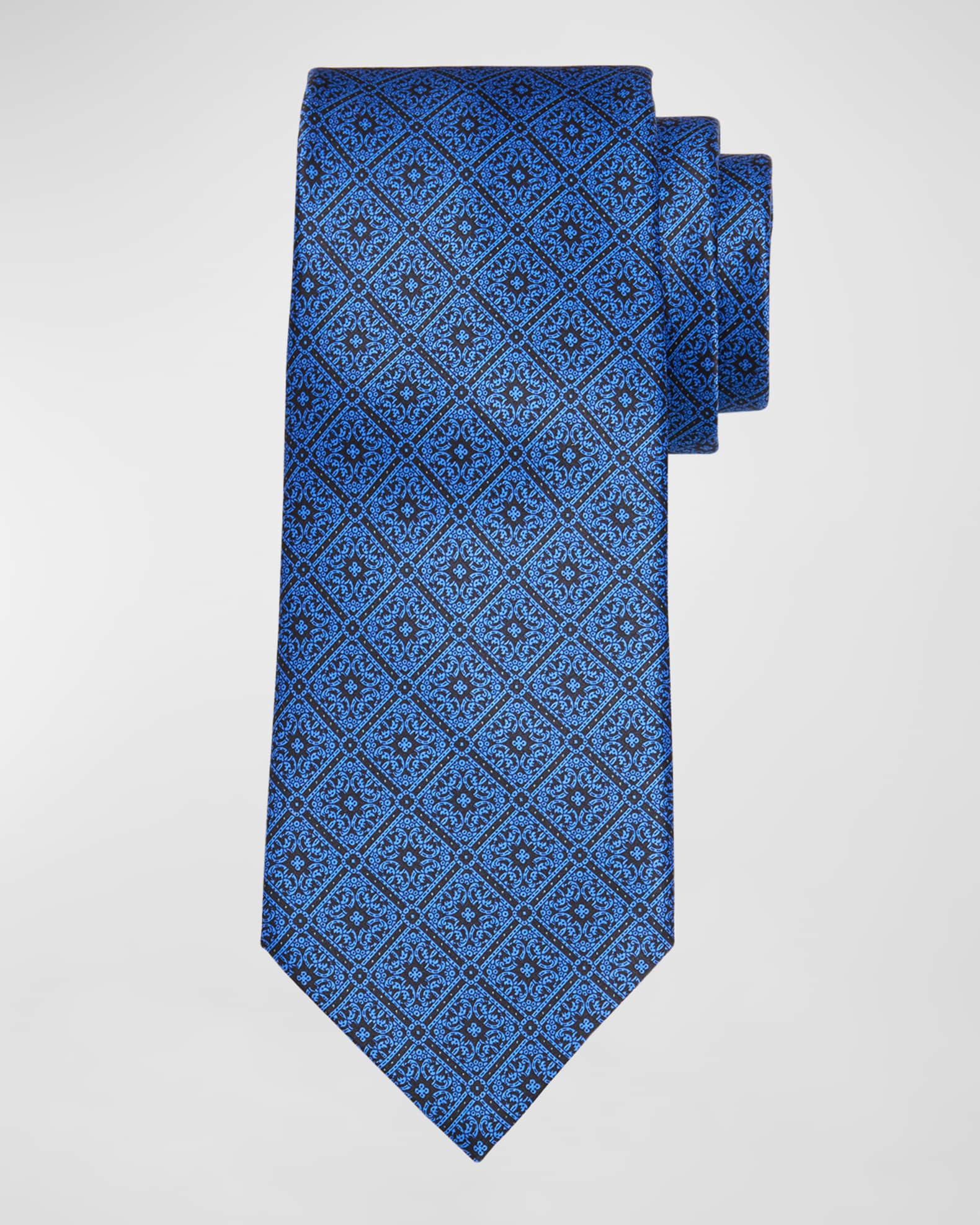 Men's Large Baroque Square Silk Tie 0