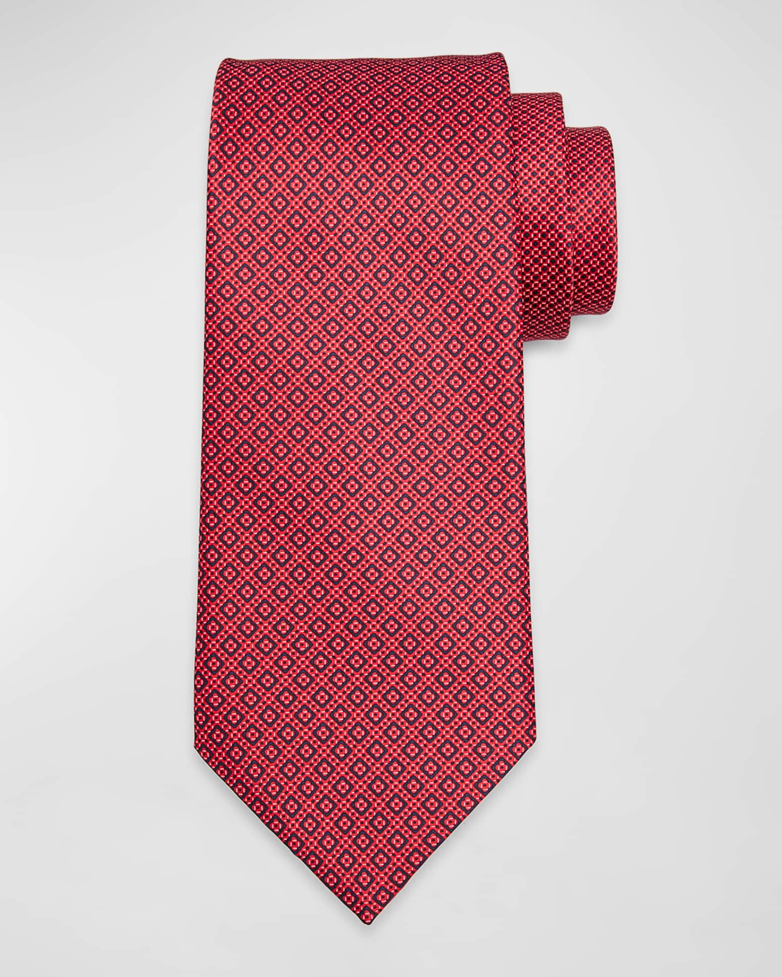 Men's Micro-Geometric Silk Tie 0