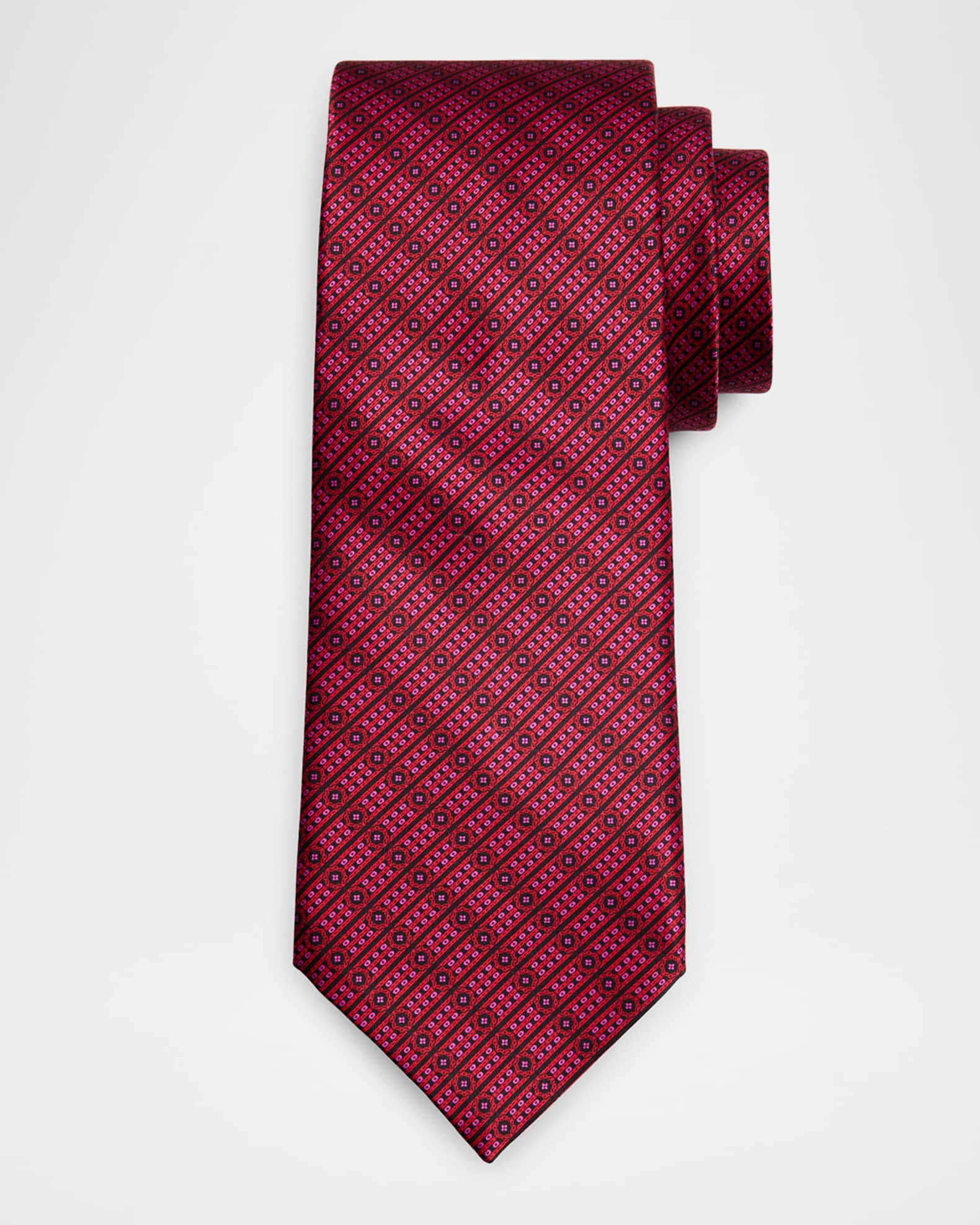 Men's Medallion Stripe Silk Tie 0