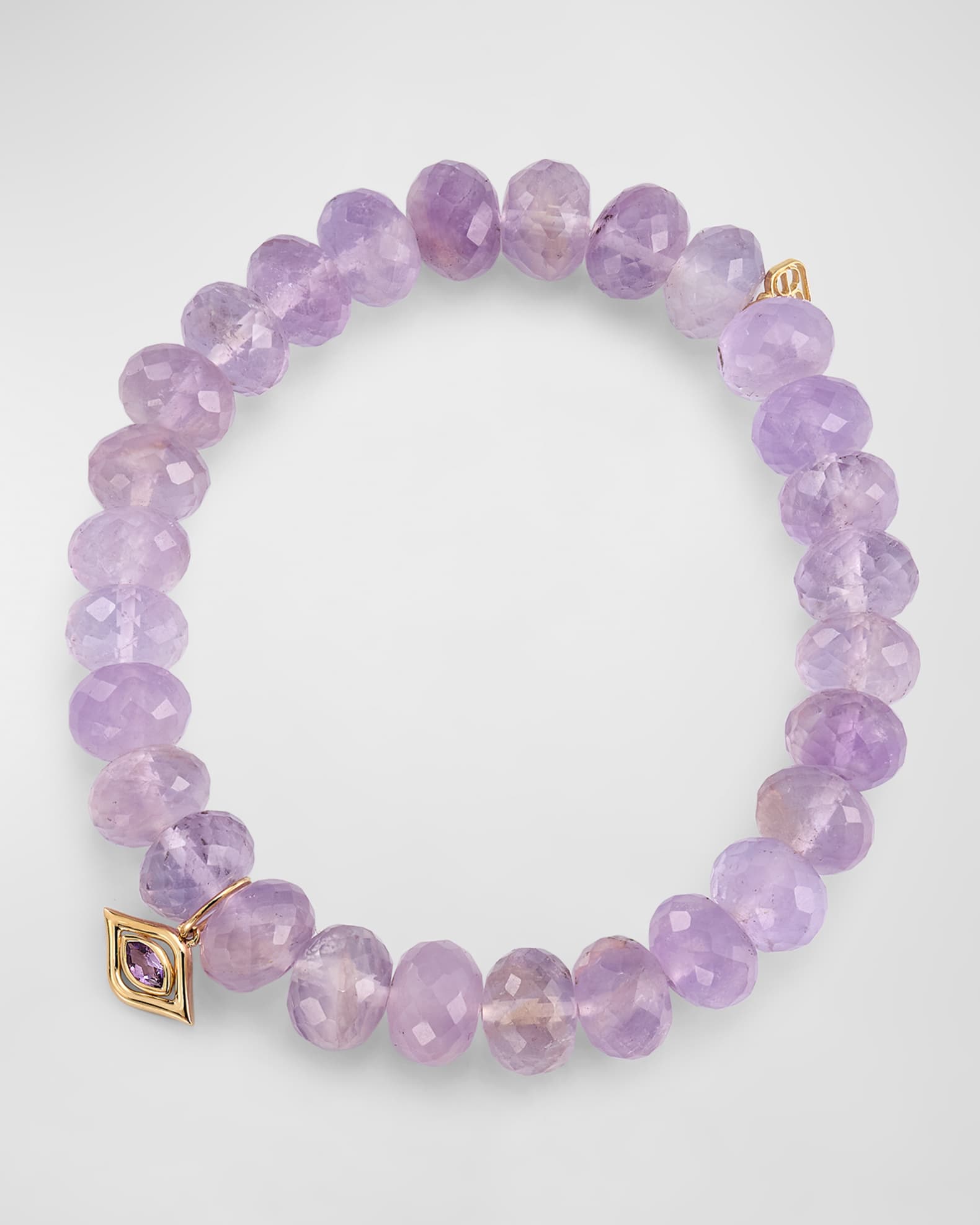 Marquise Floating Evil Eye Amethyst Beaded Bracelet 0