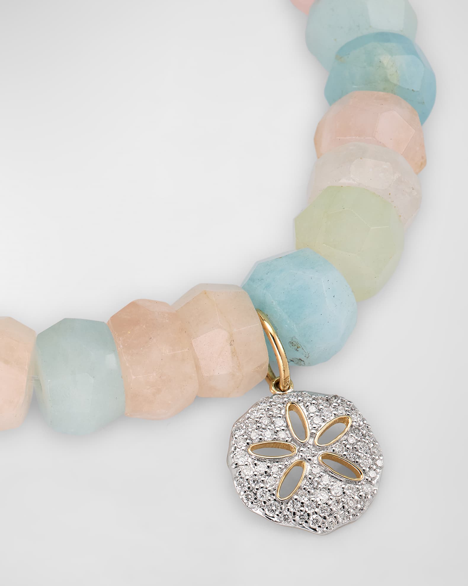 Sydney Evan 14K Diamond Sand Dollar Bracelet with Aquamarine and Morganite Neiman Marcus