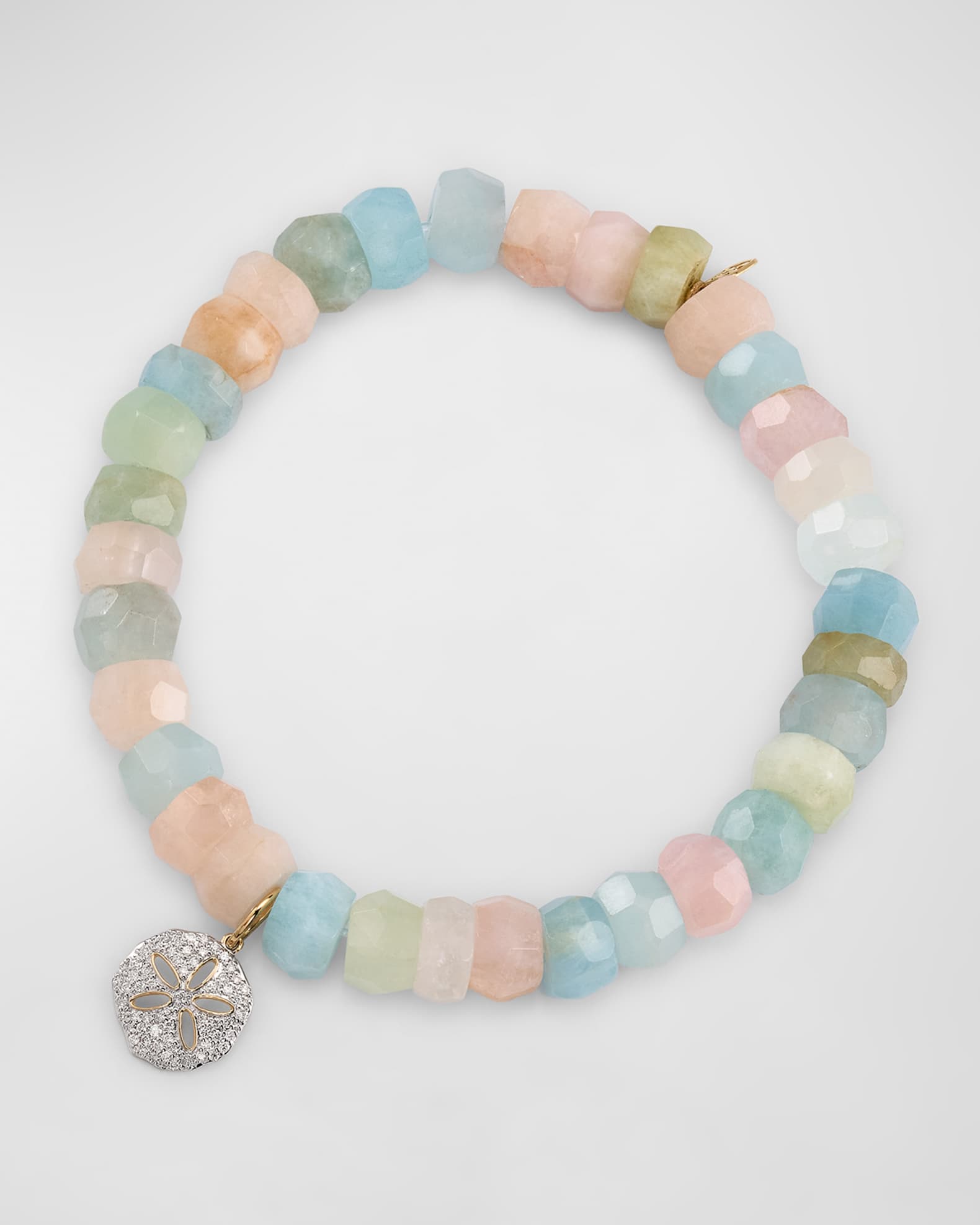 Sydney Evan 14K Diamond Sand Dollar Bracelet with Aquamarine and Morganite Neiman Marcus