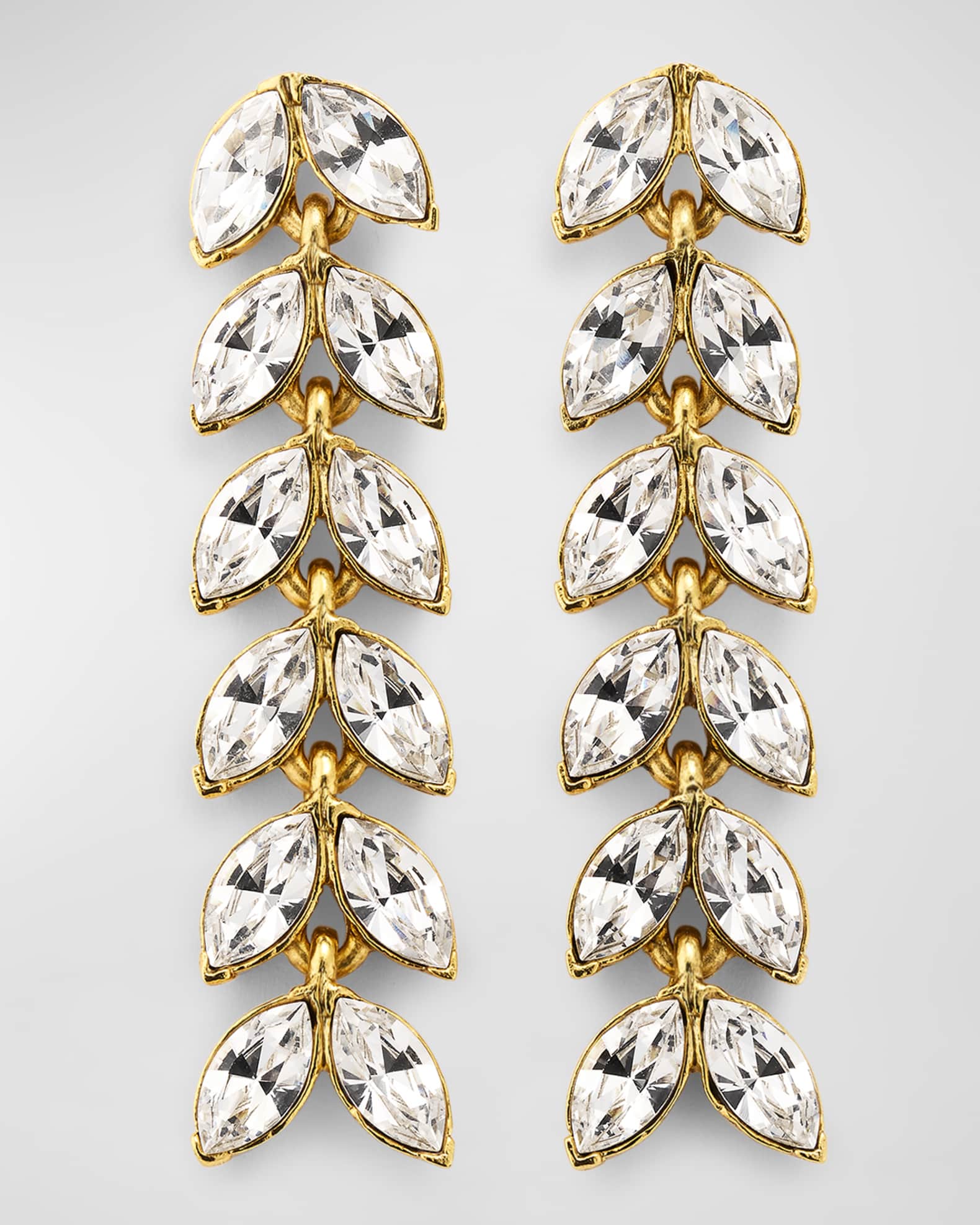 Oscar de la Renta Crystal Leaf Earrings Neiman Marcus