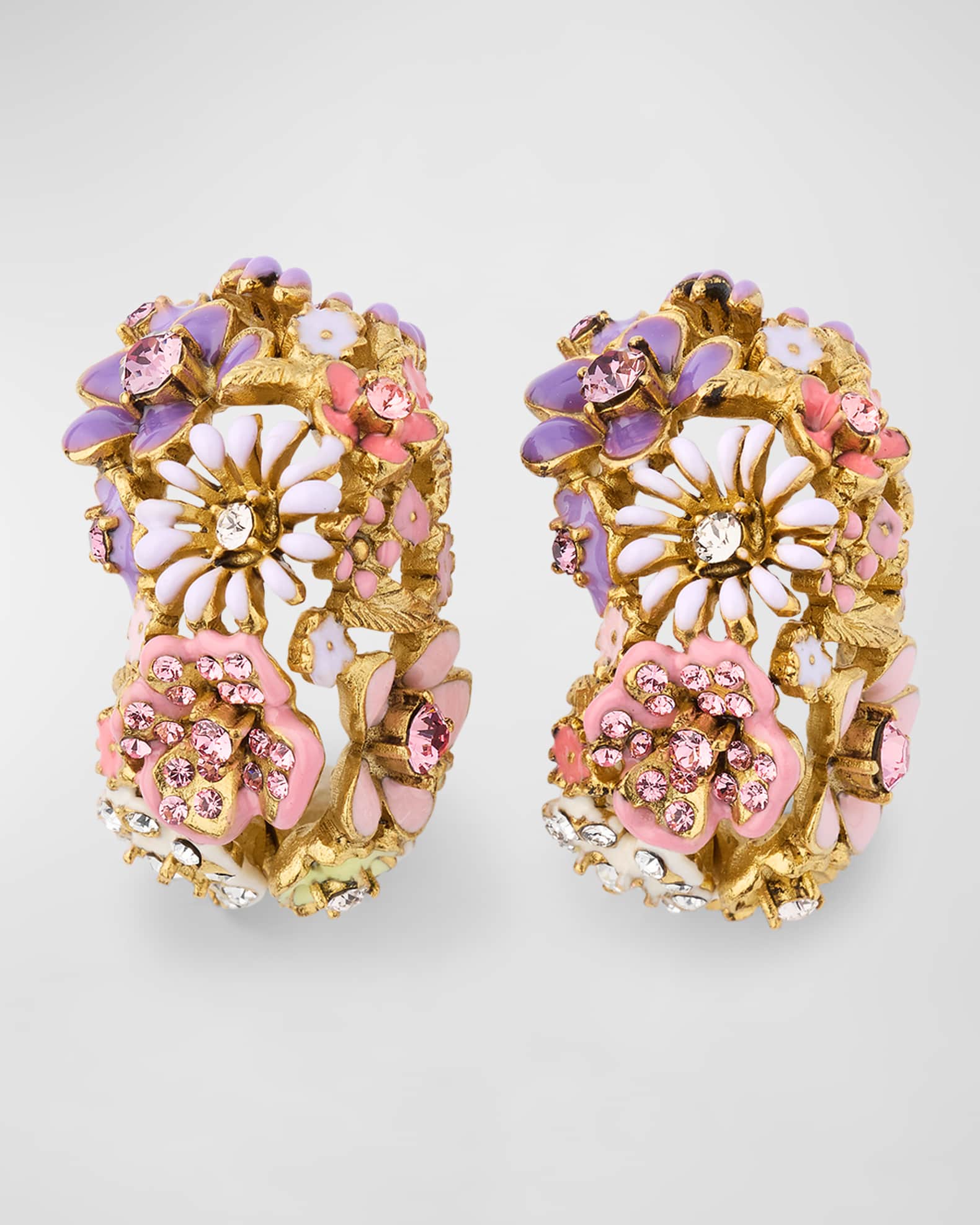 OSCAR DE LA RENTA★素敵！enamel and crystal earrings OSCAR DE LA RENTA Gold-tone crystal earrings | THE OUTNET