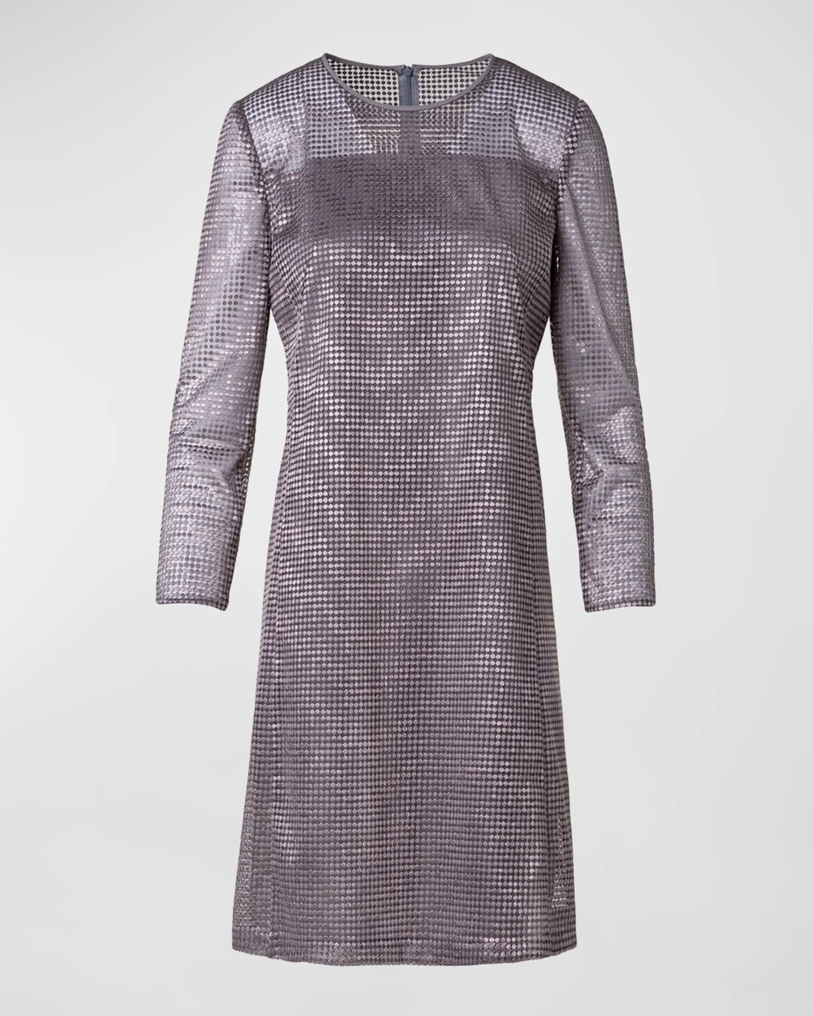 Dot Embroidered Long-Sleeve Mini Dress 0