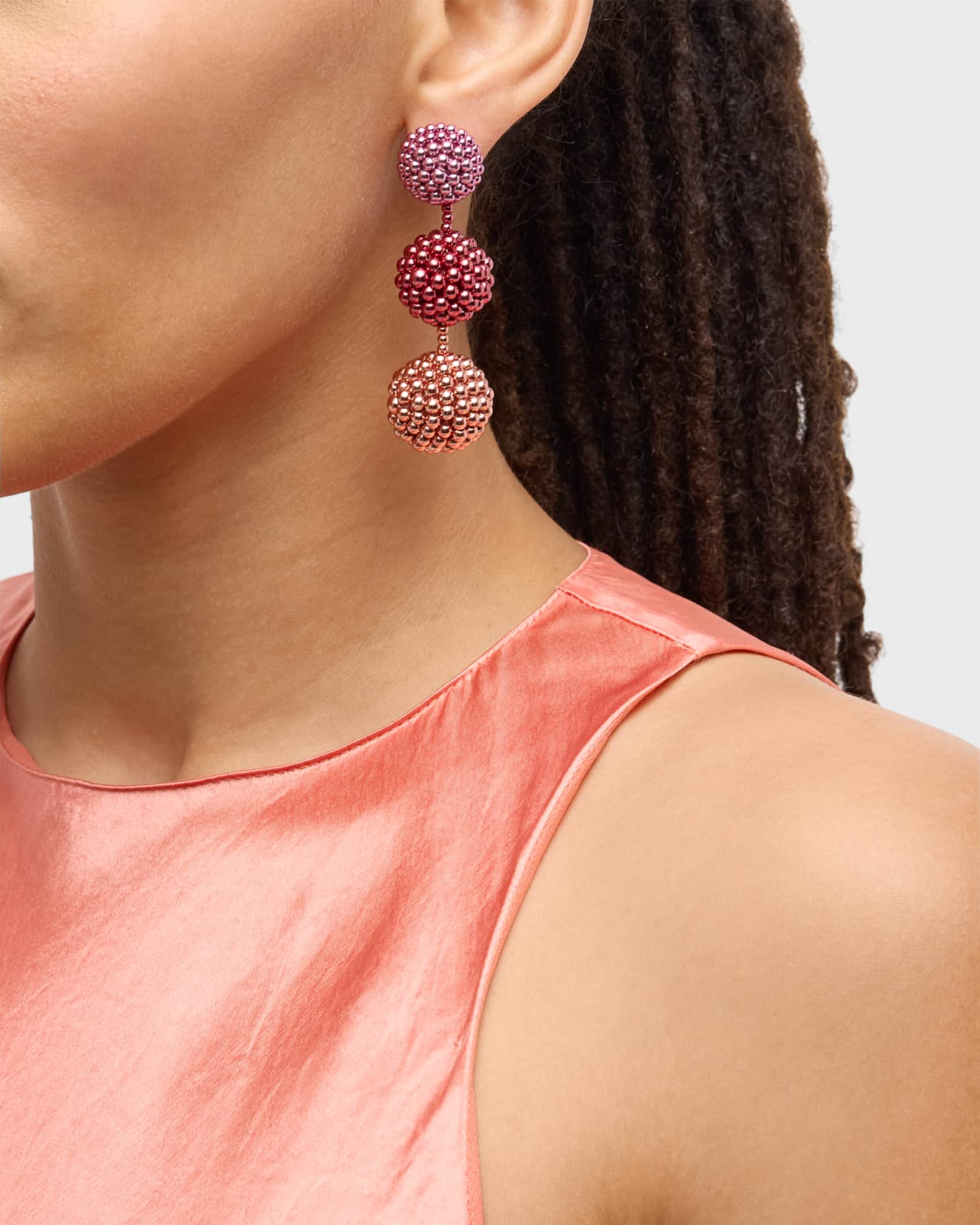 3-Ball Beaded Chandelier Earrings 1