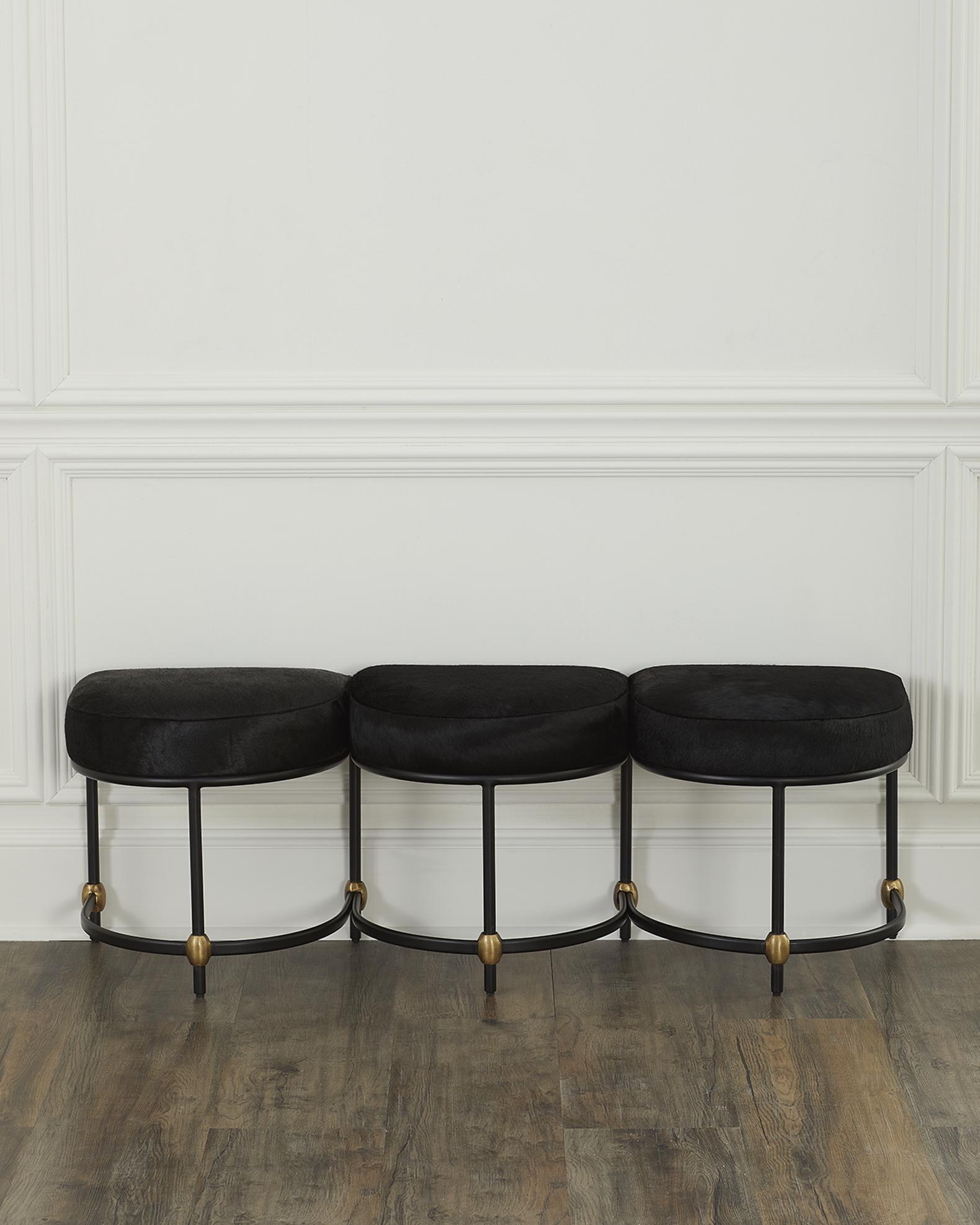 Arteriors Blaire 3-Seat Hair on Hide Bench - 55