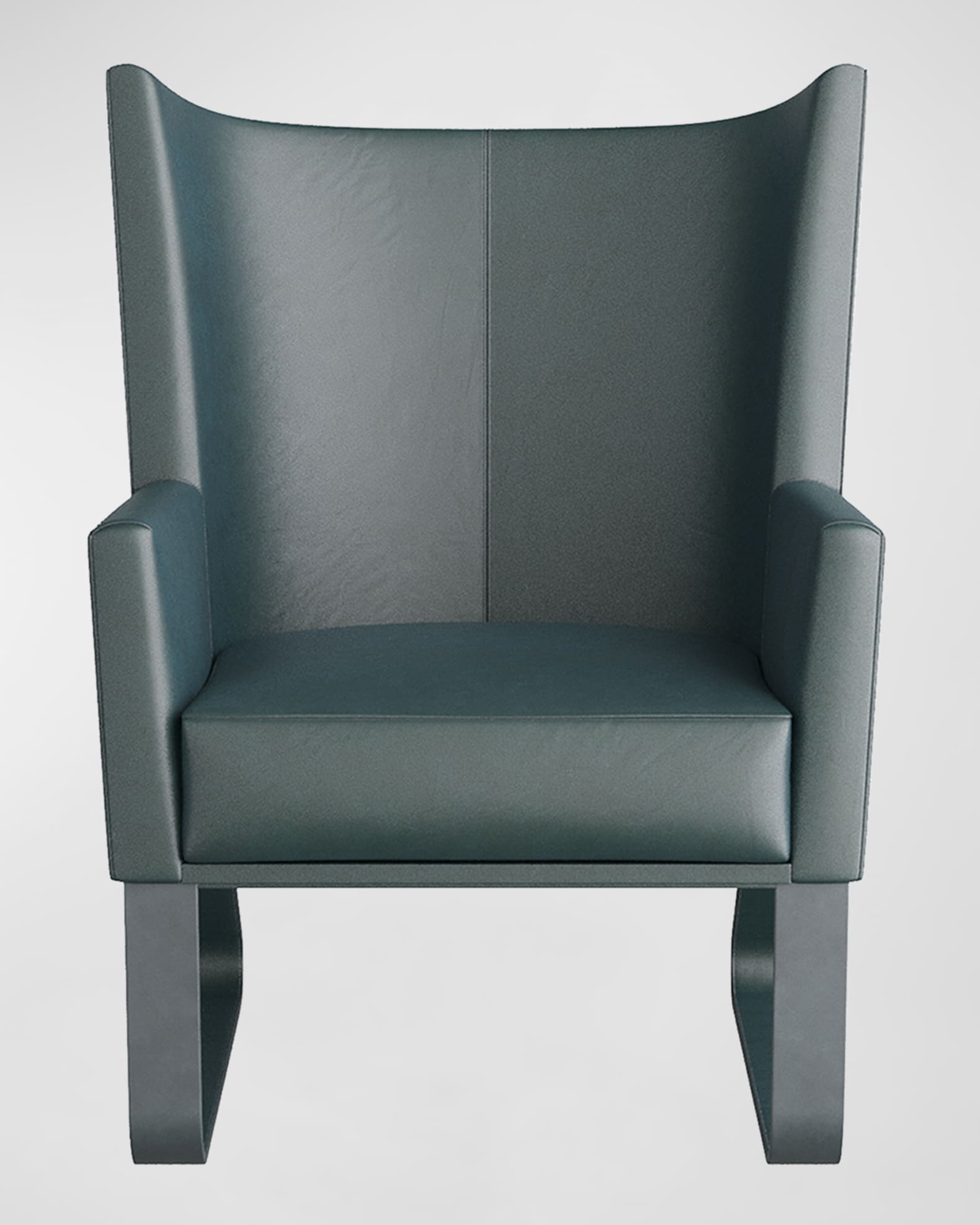 Bleu Leather Wingback Chair 1