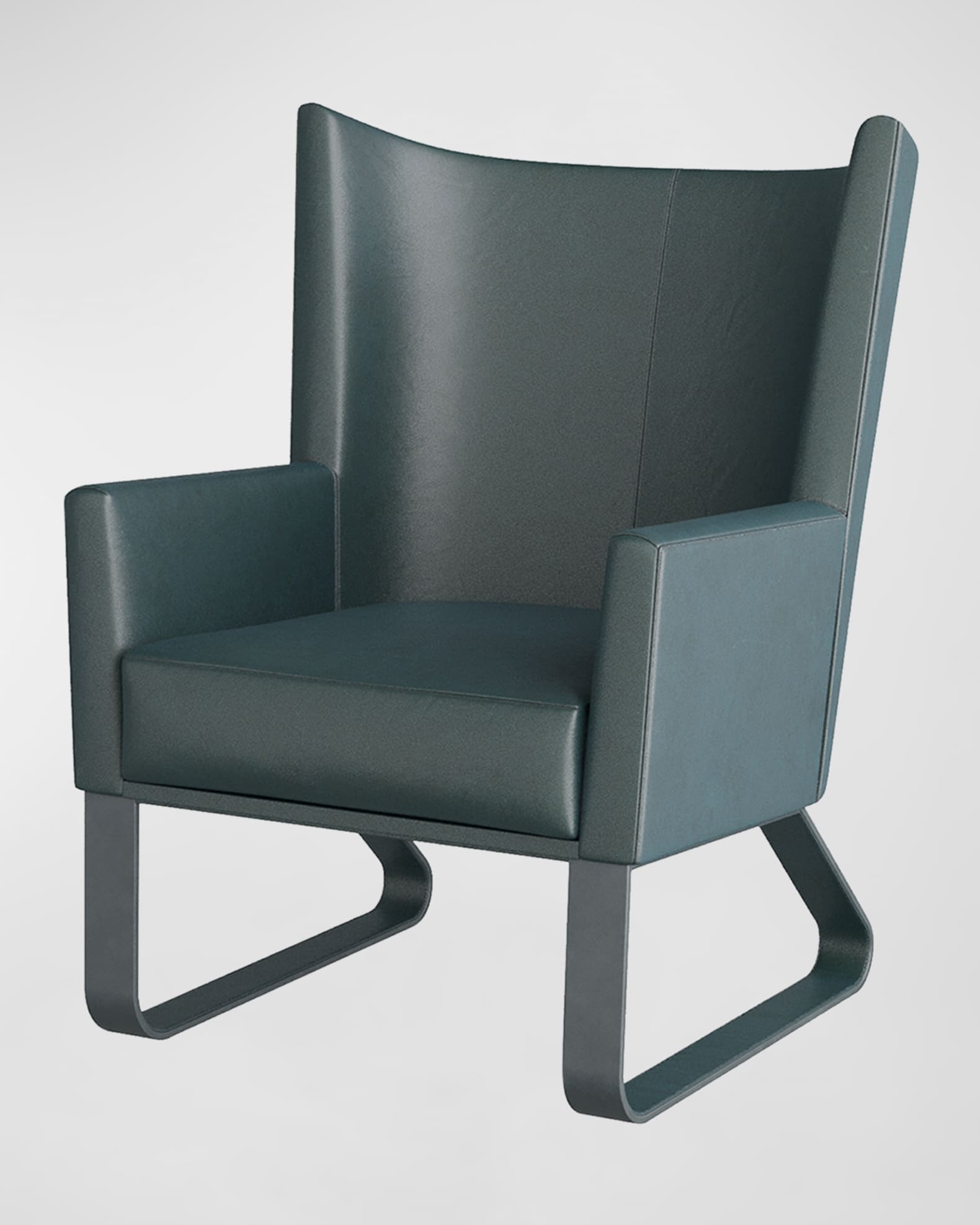 Bleu Leather Wingback Chair 0