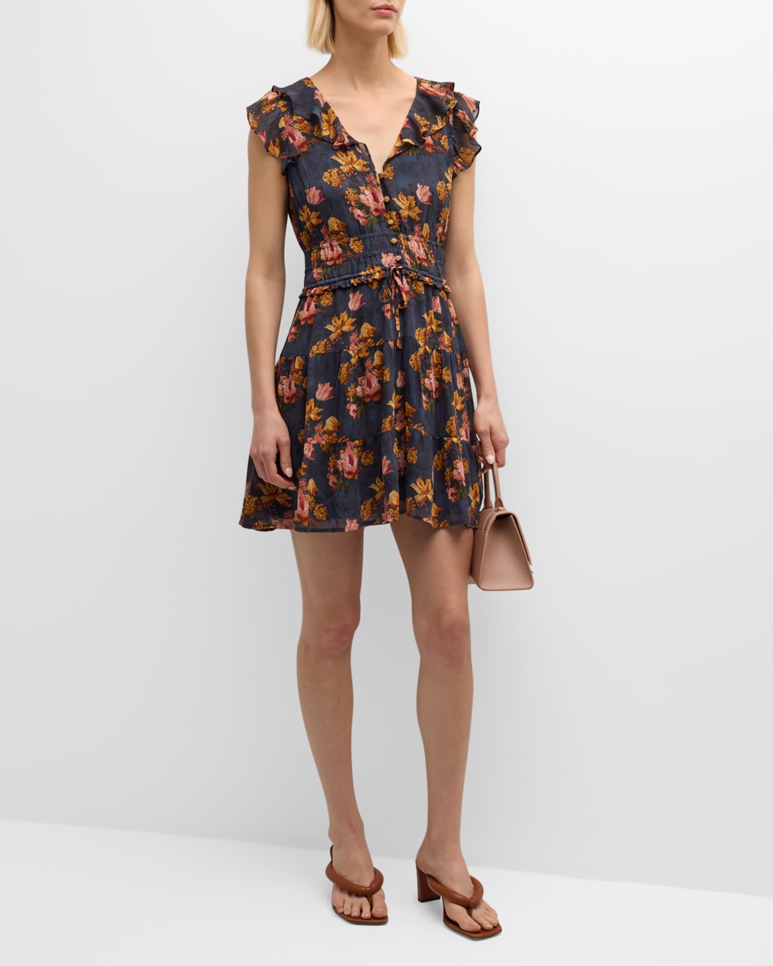 Floral silk mini dress new arrivals