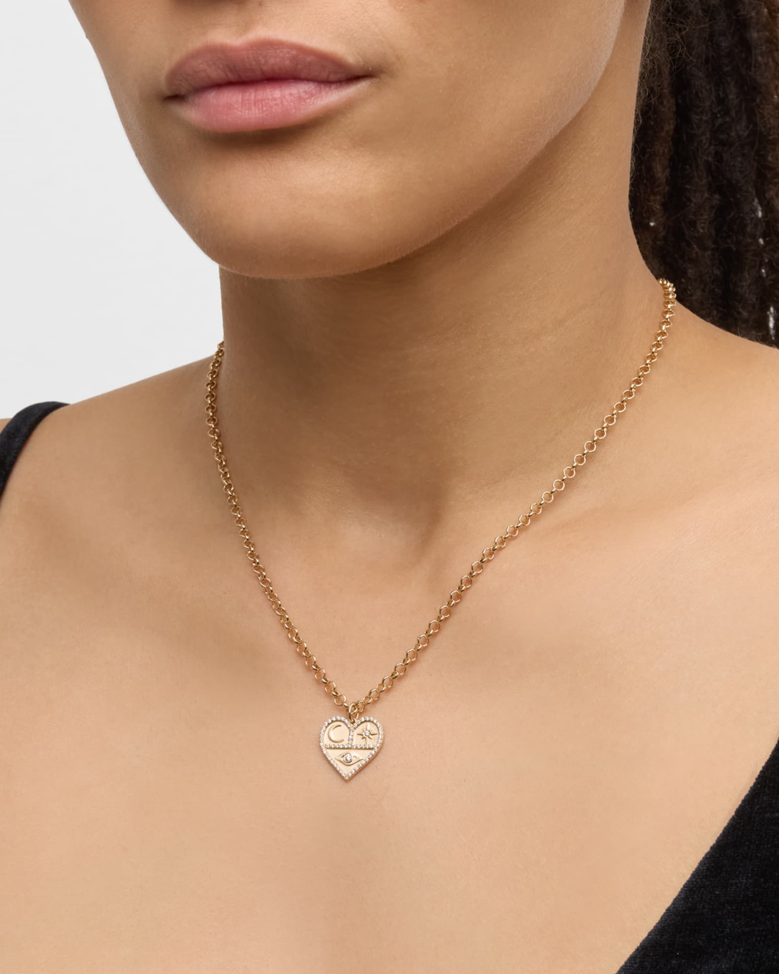 Sydney Evan Heart Icon Charm Chain Necklace with Diamonds Neiman Marcus