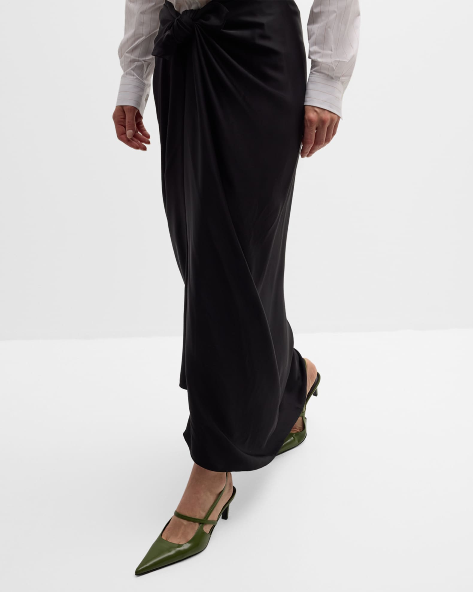 Satin maxi deals skirt knot